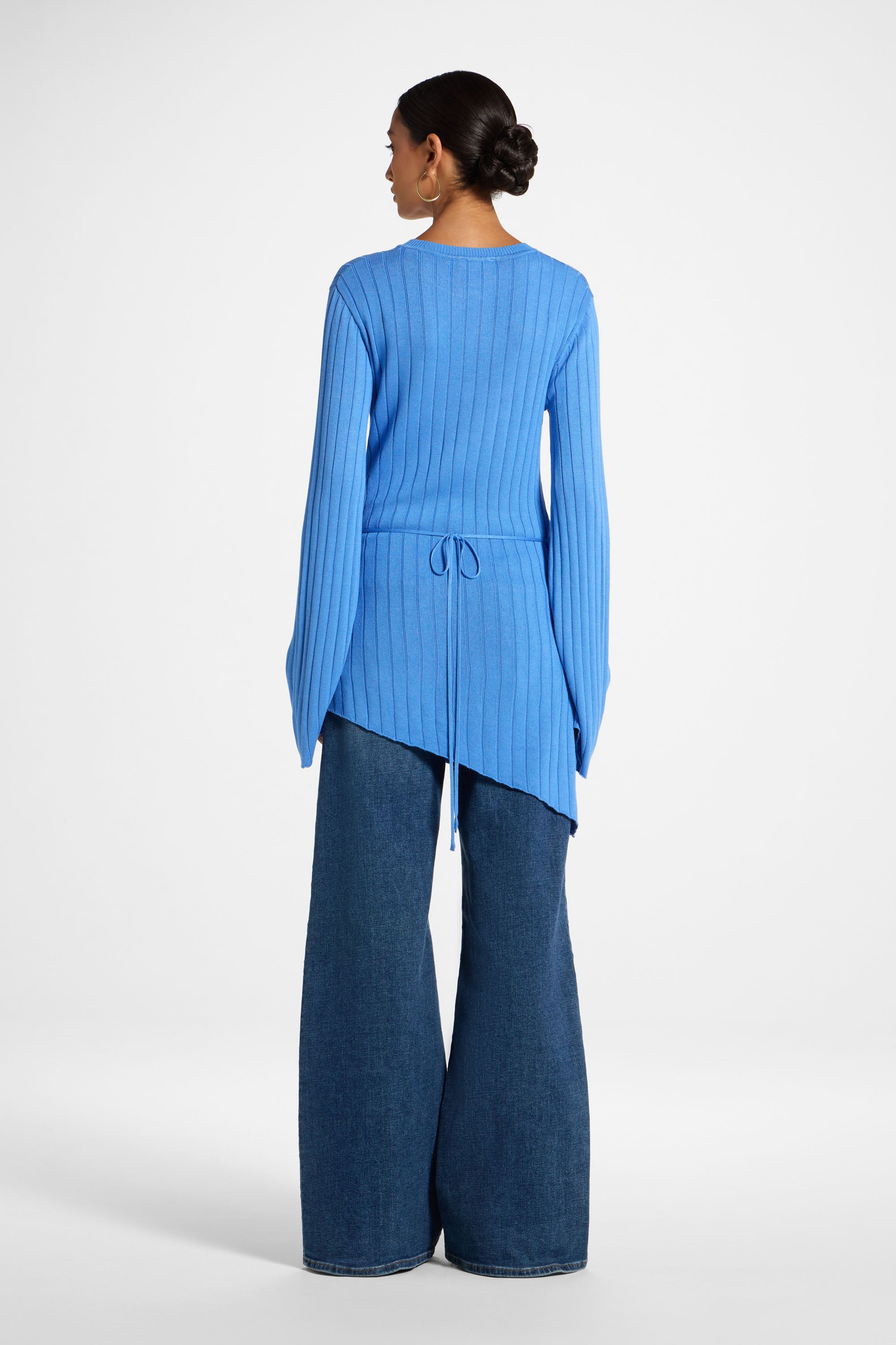 Viscose Rib Knit Tie Back Top - Marina