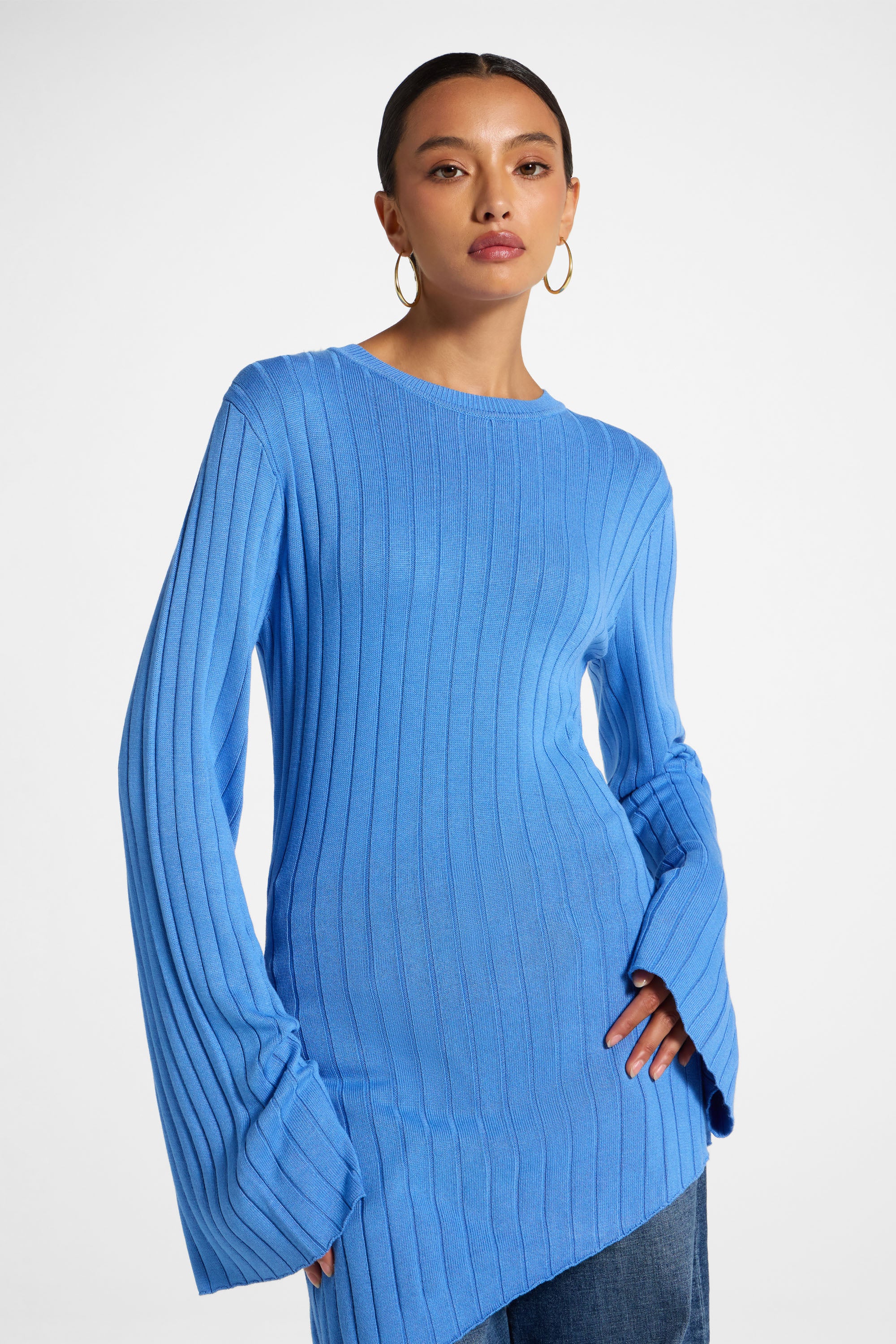 Viscose Rib Knit Tie Back Top - Marina