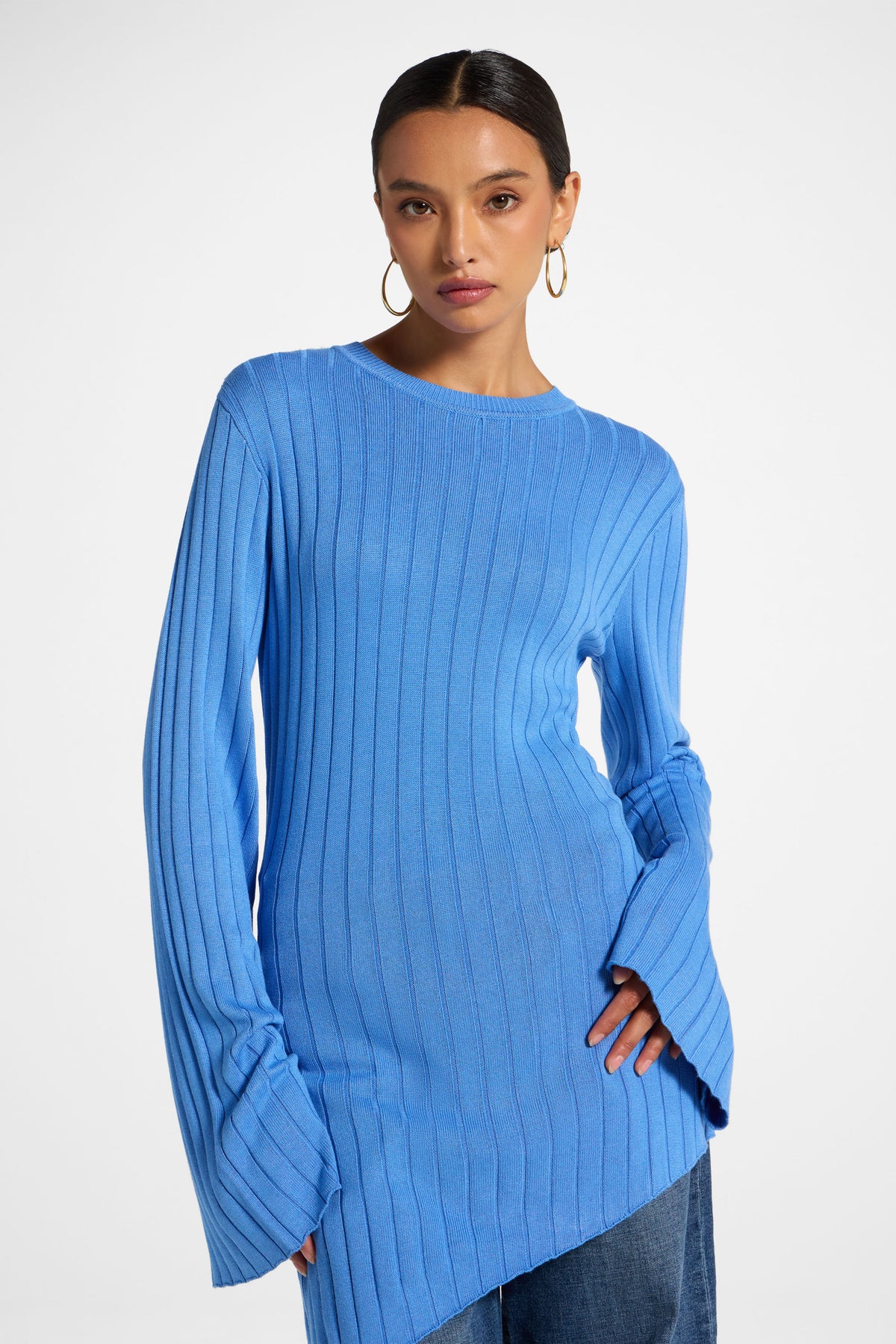 Viscose Rib Knit Tie Back Top - Marina