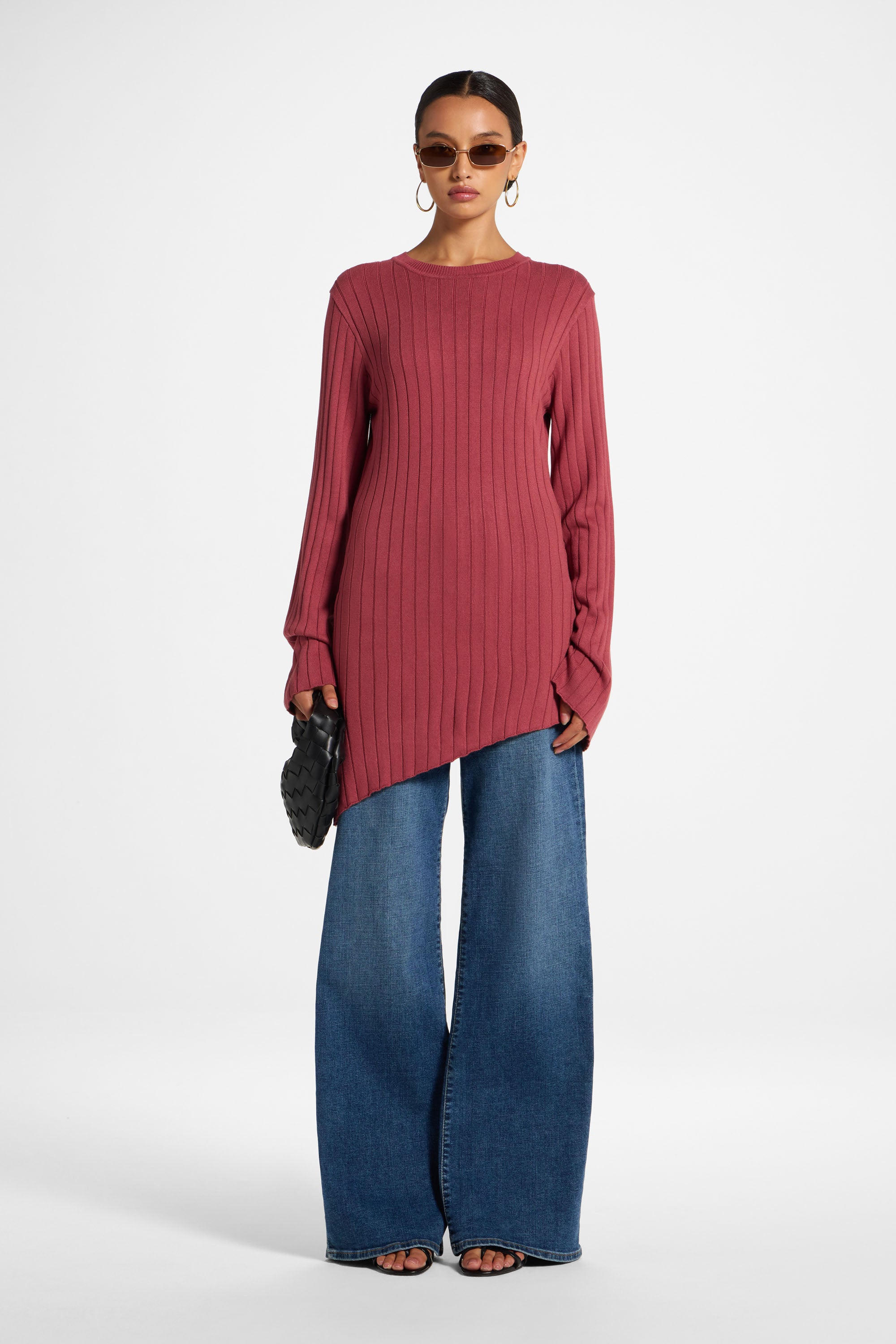 Viscose Rib Knit Tie Back Top - Rosette