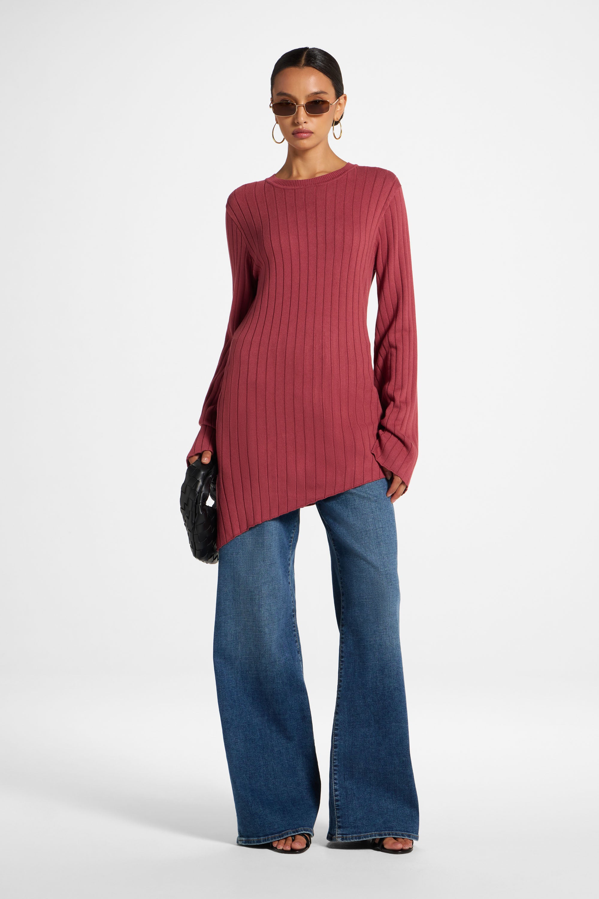 Viscose Rib Knit Tie Back Top - Rosette