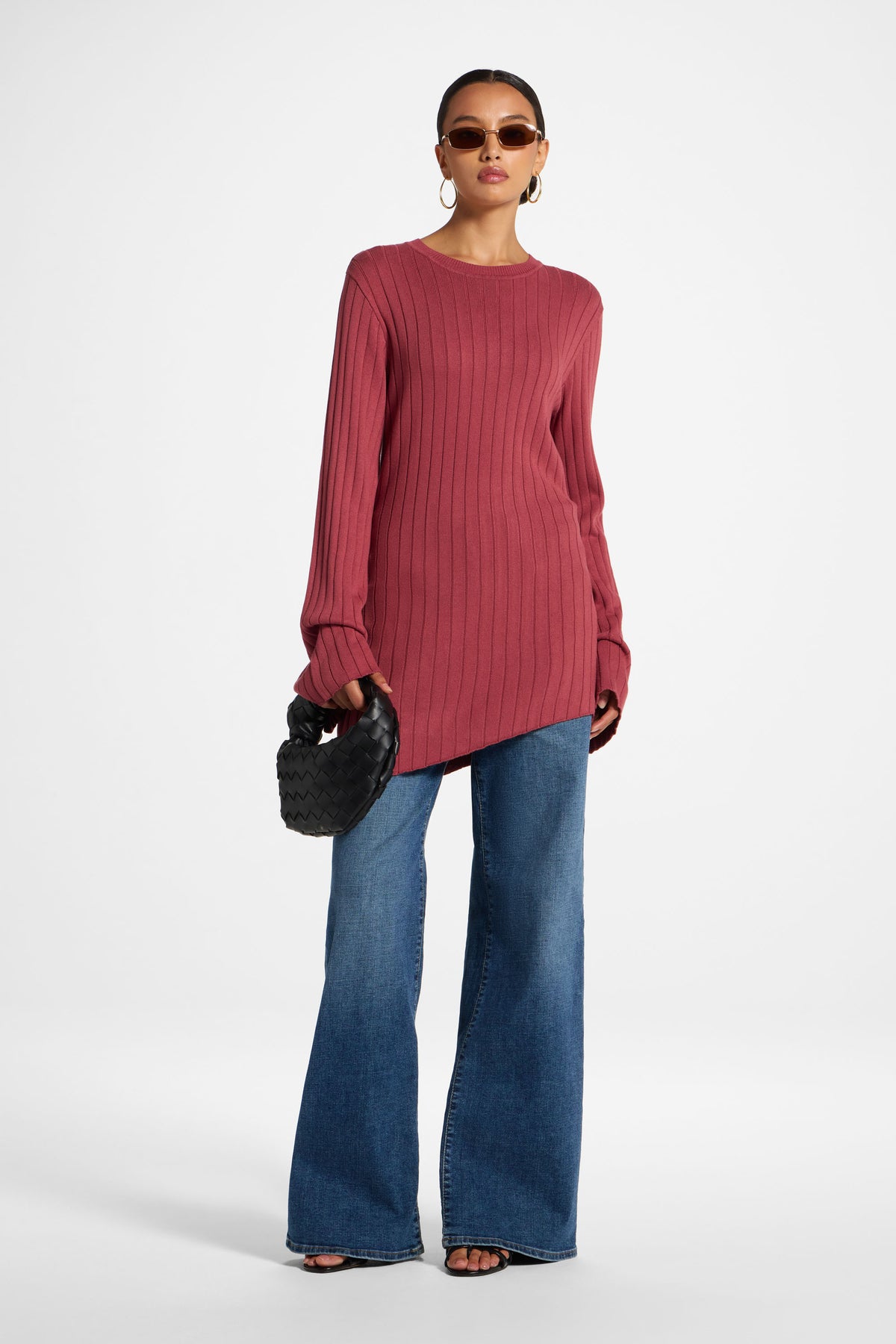 Viscose Rib Knit Tie Back Top - Rosette