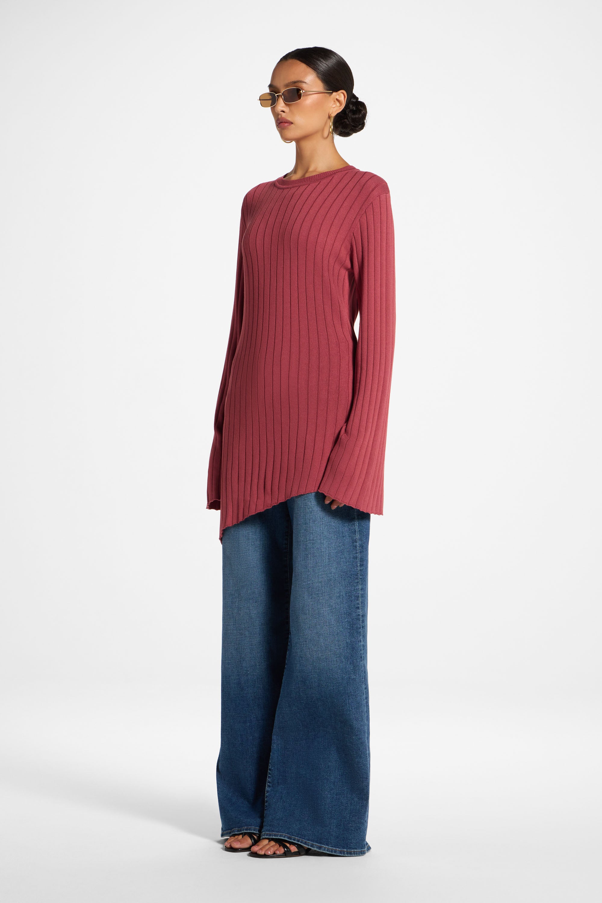 Viscose Rib Knit Tie Back Top - Rosette