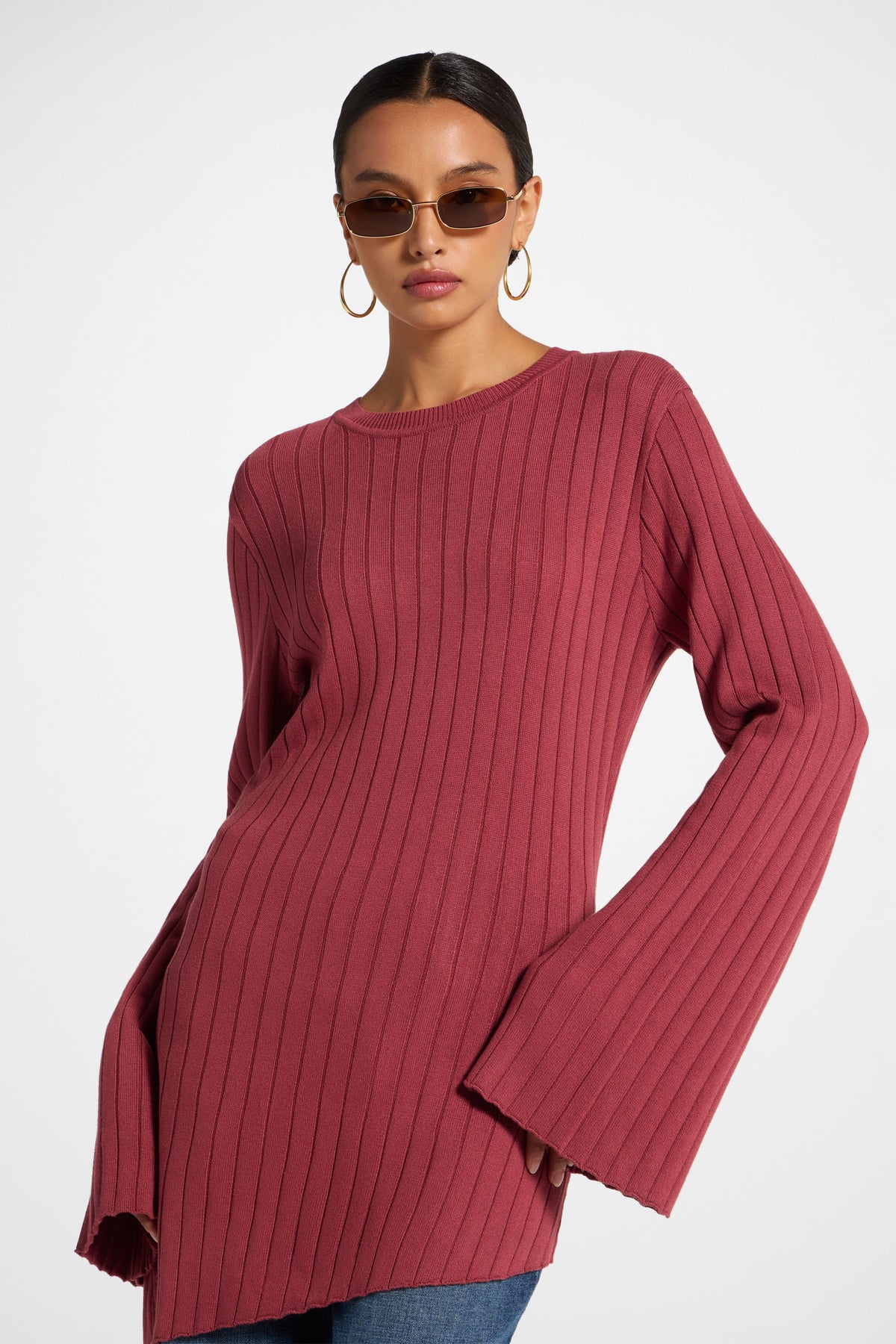 Viscose Rib Knit Tie Back Top - Rosette