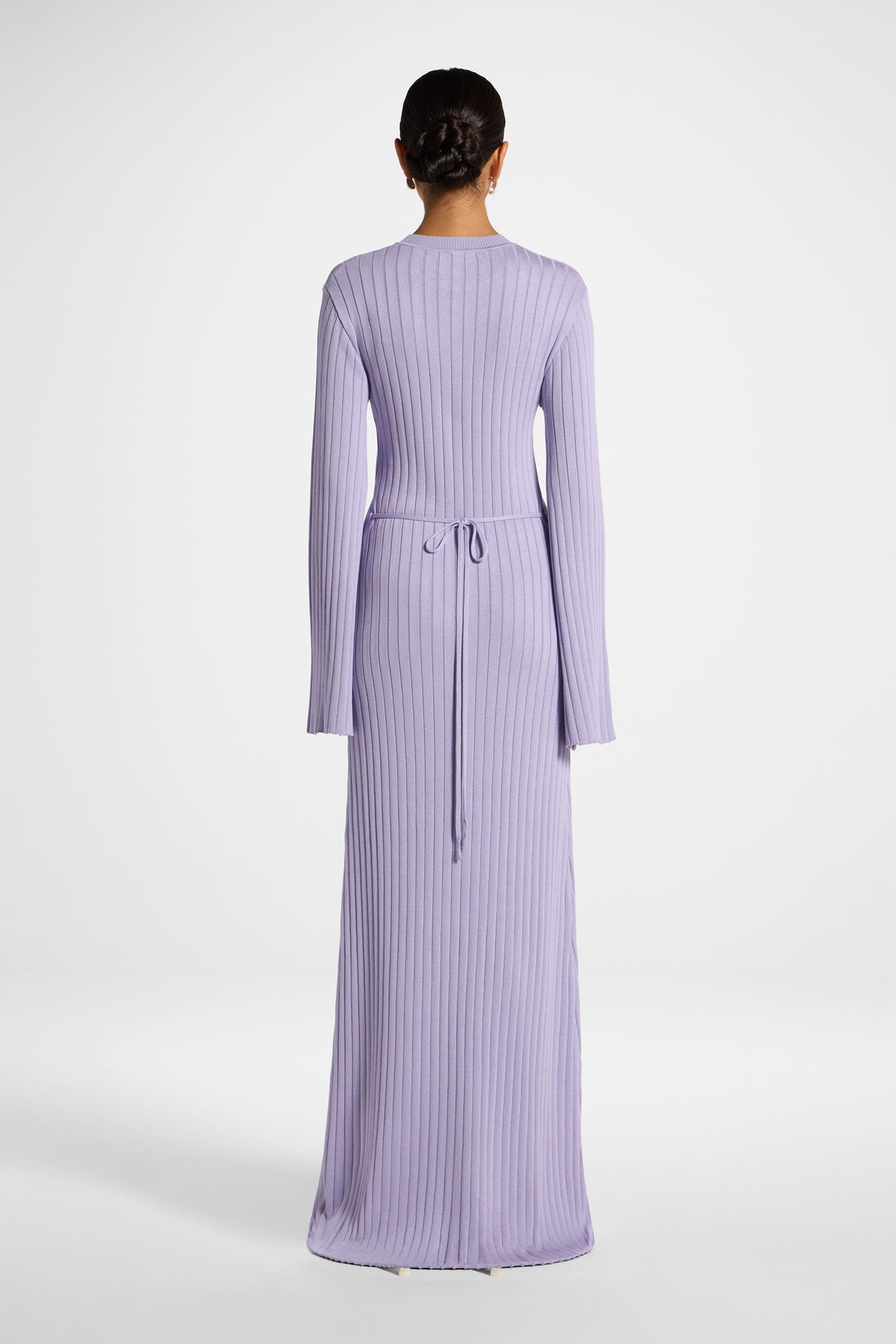 Viscose Ribbed Knit Maxi Dress - Lilac