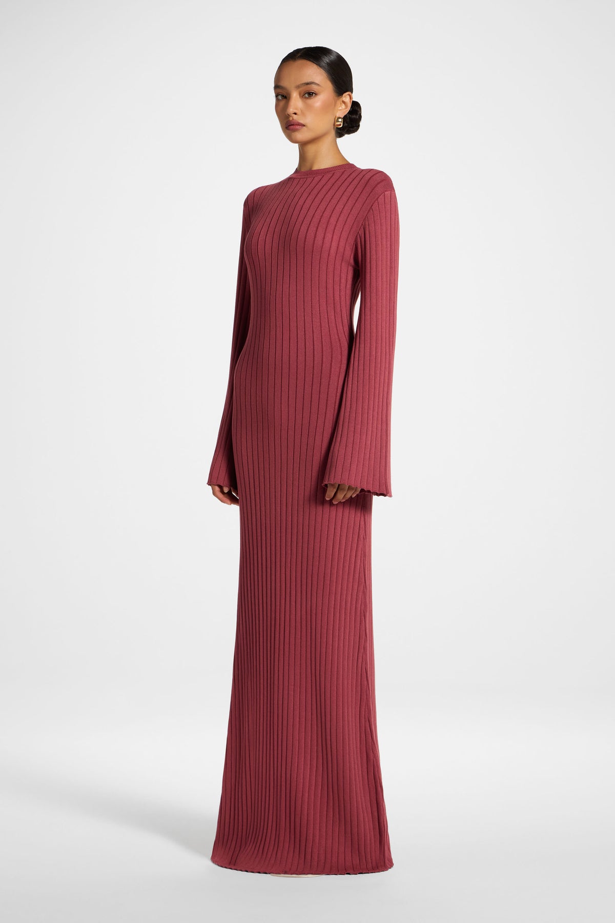 Viscose Ribbed Knit Maxi Dress - Rosette
