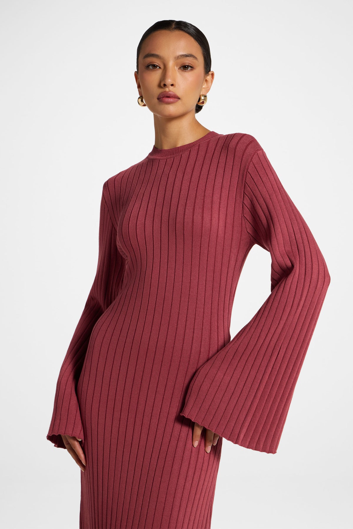 Viscose Ribbed Knit Maxi Dress - Rosette