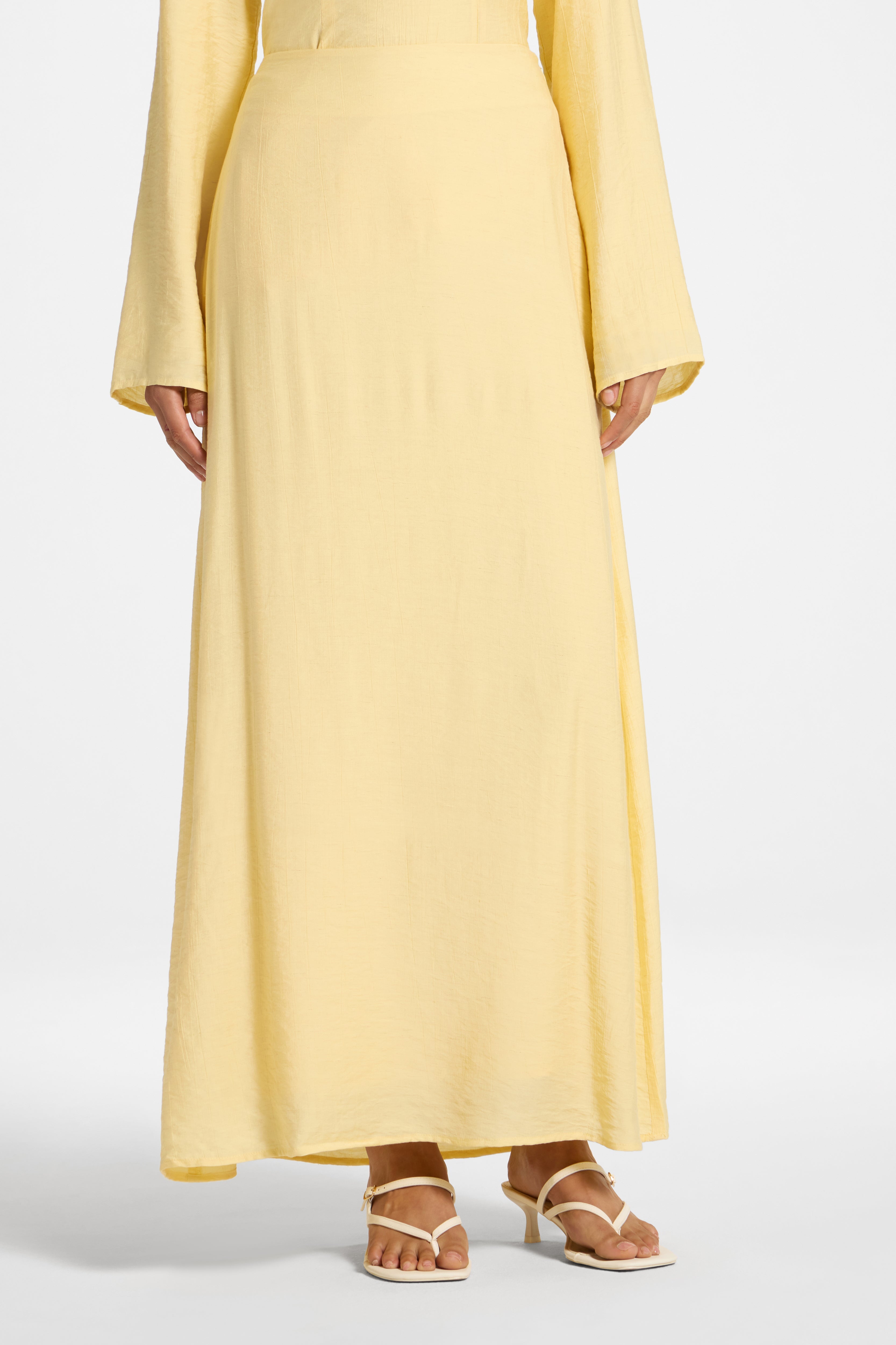 Veiled A-Line Maxi Skirt in Banana — modest maxi skirt