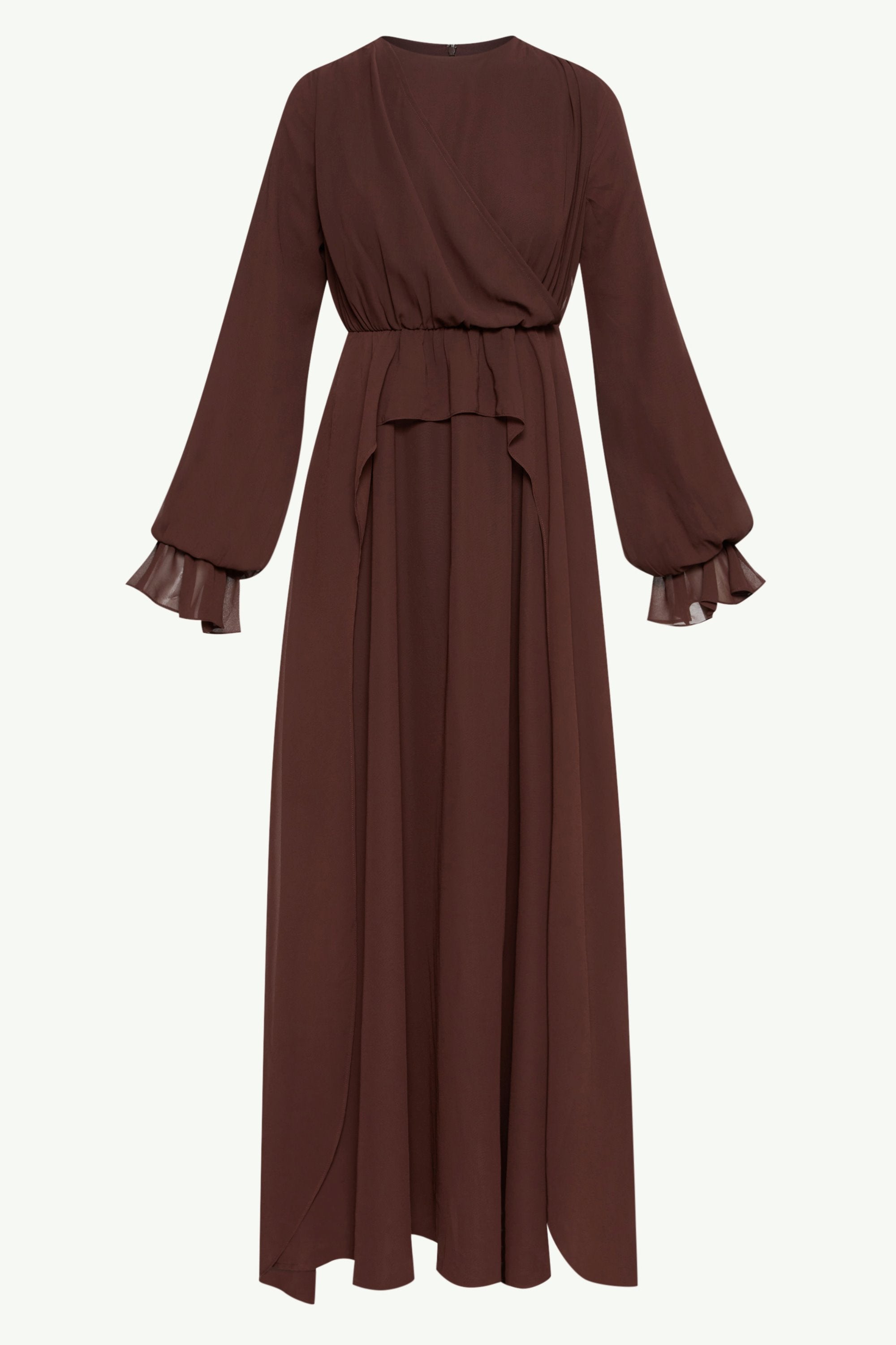Aara Chiffon Maxi Dress - Chocolate Clothing epschoolboard 