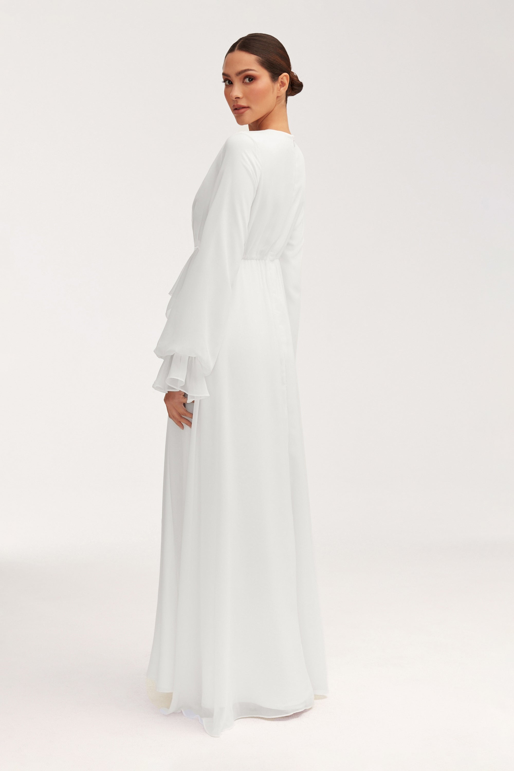 Aara Chiffon Maxi Dress - White