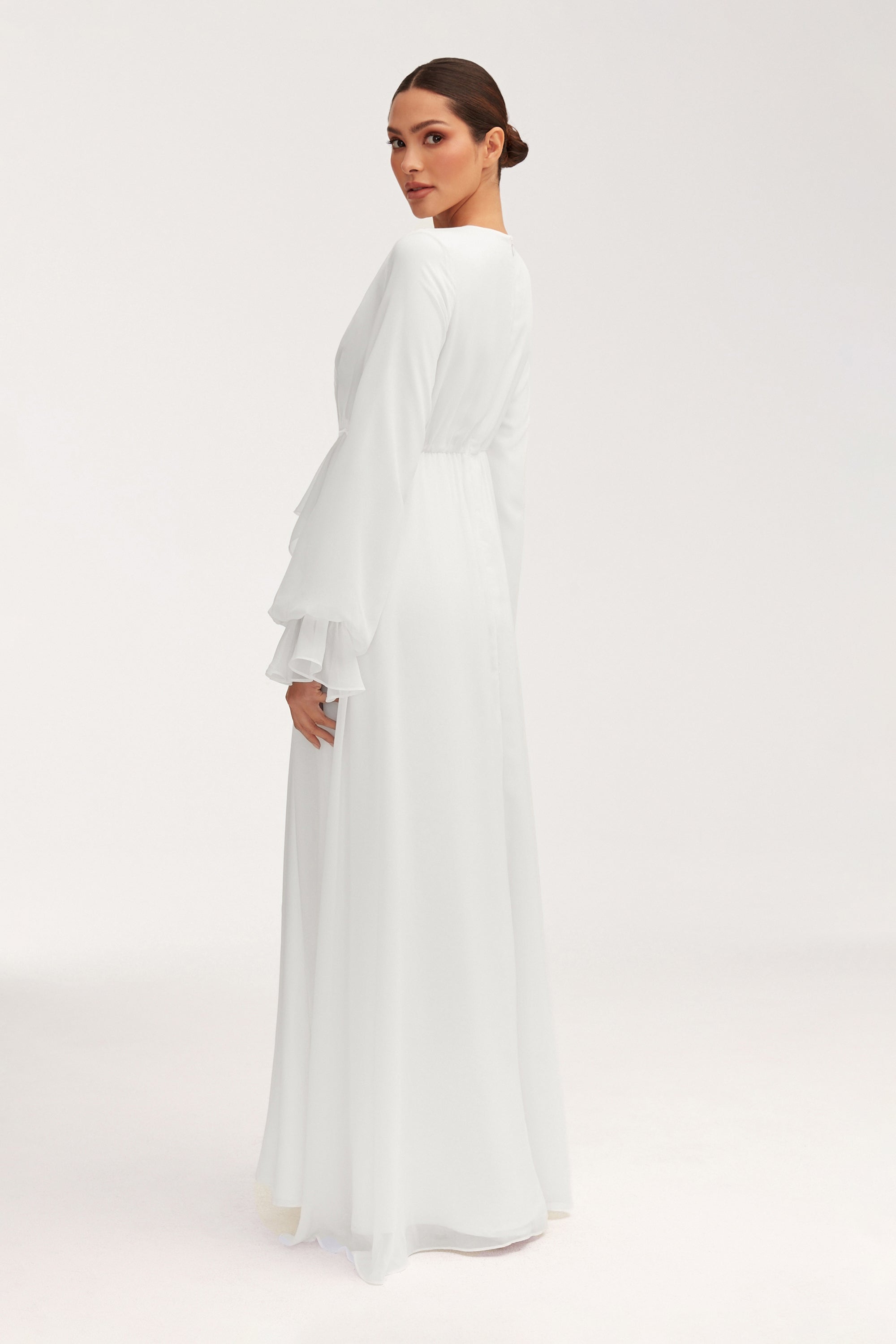 Aara Chiffon Maxi Dress - White Clothing Veiled 