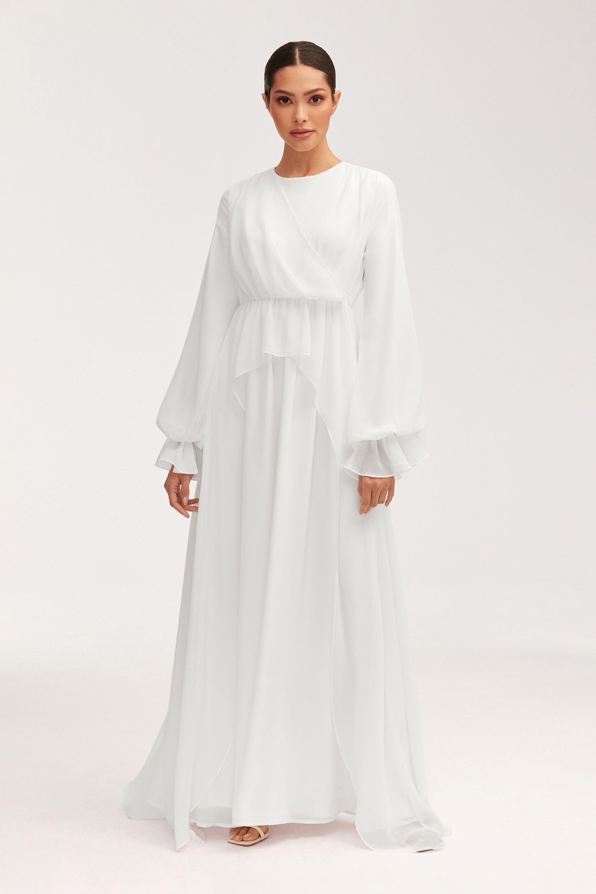 Aara Chiffon Maxi Dress - White Clothing Veiled 