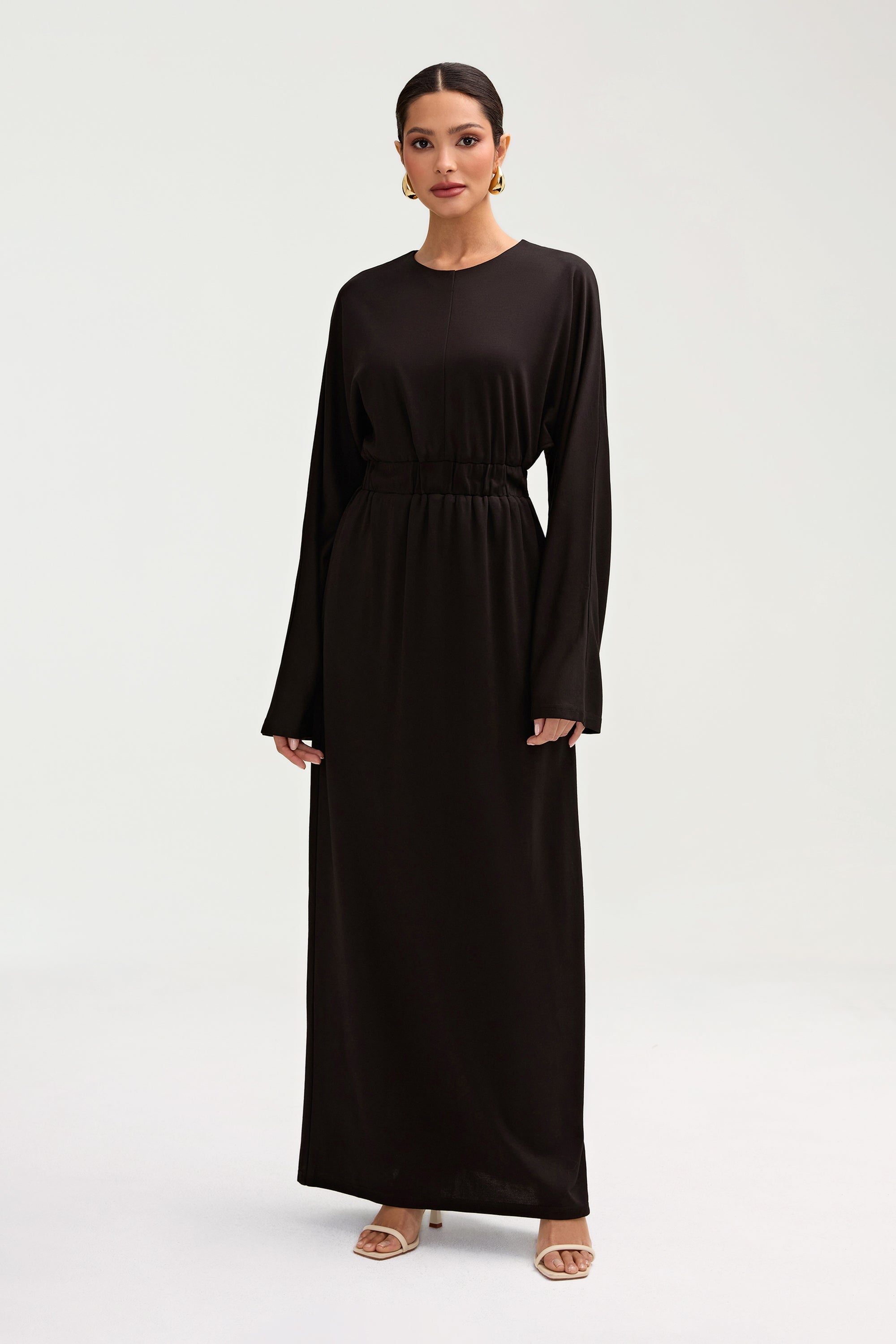 Adelynn Jersey Batwing Maxi Dress - Black Clothing Veiled 