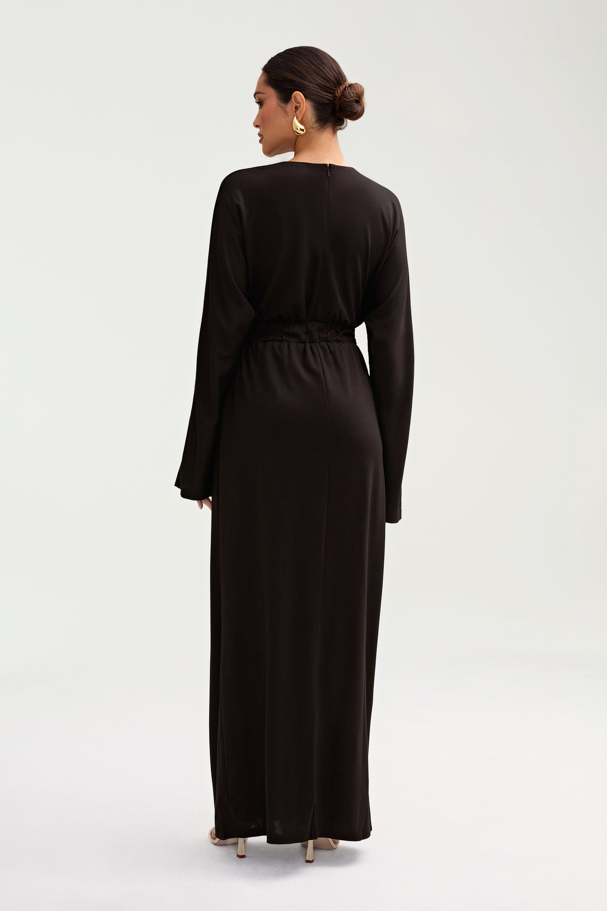 Adelynn Jersey Batwing Maxi Dress - Black Clothing Veiled 