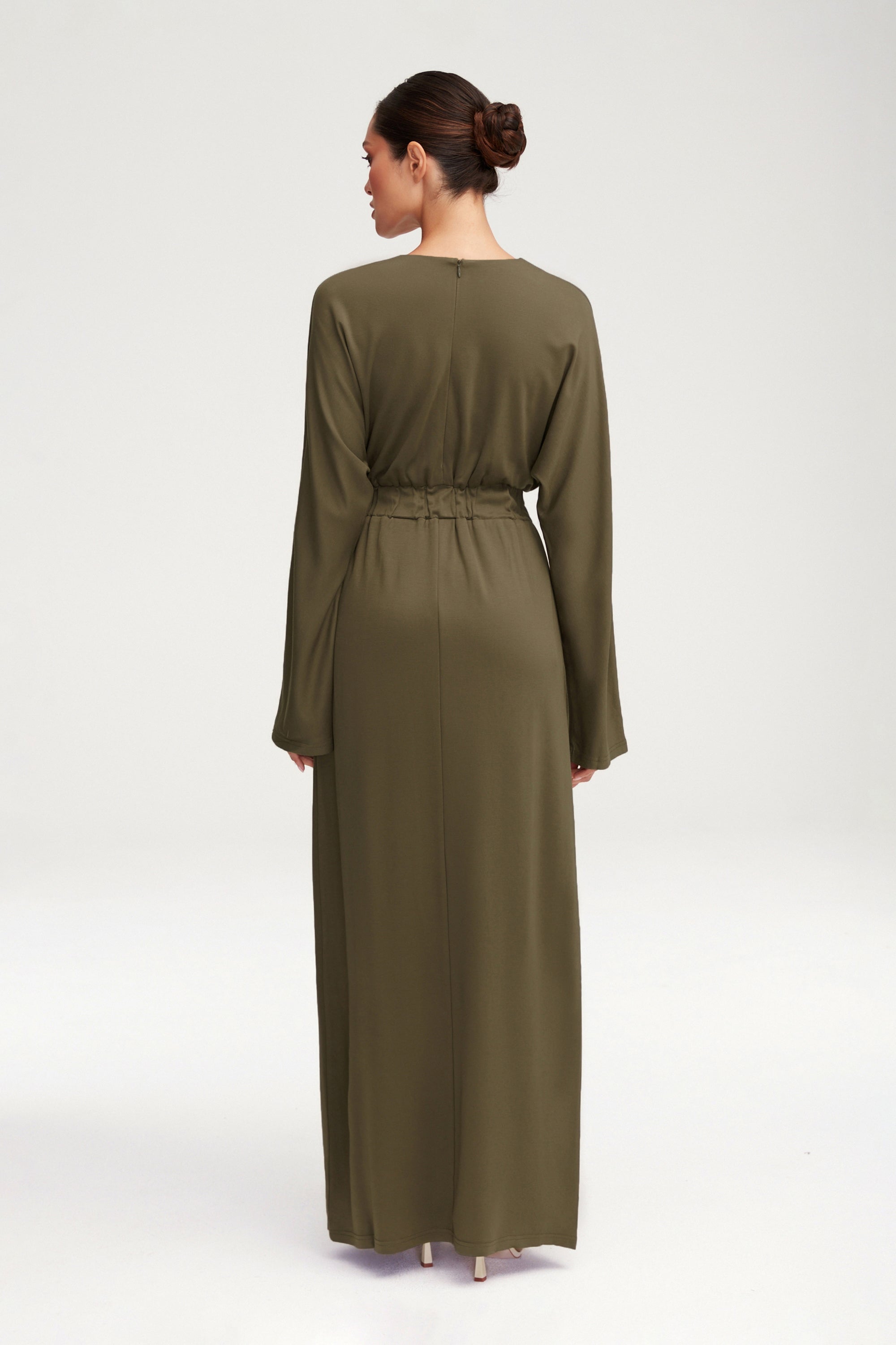 Khaki green maxi sales dress