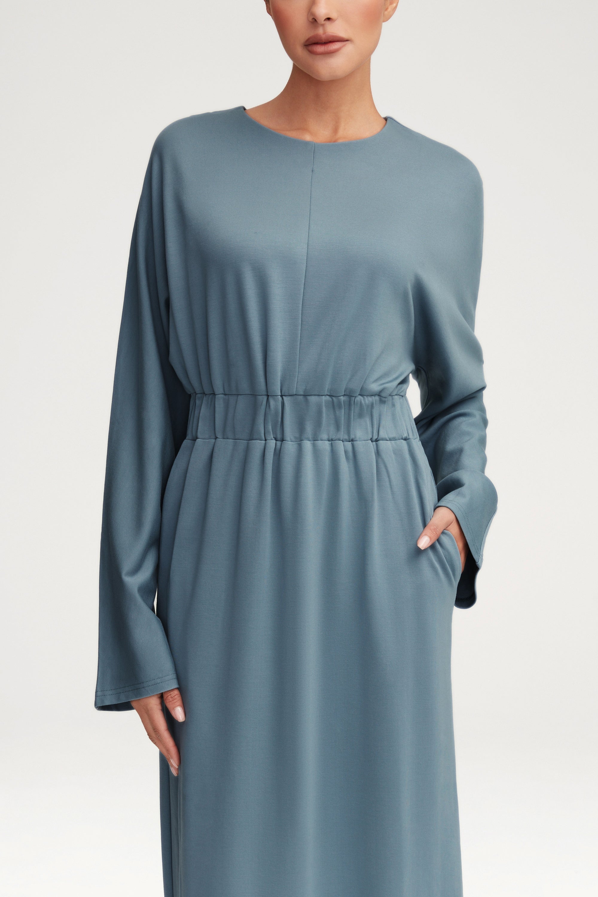 Adelynn Jersey Batwing Maxi Dress - Powder Blue Clothing Veiled 