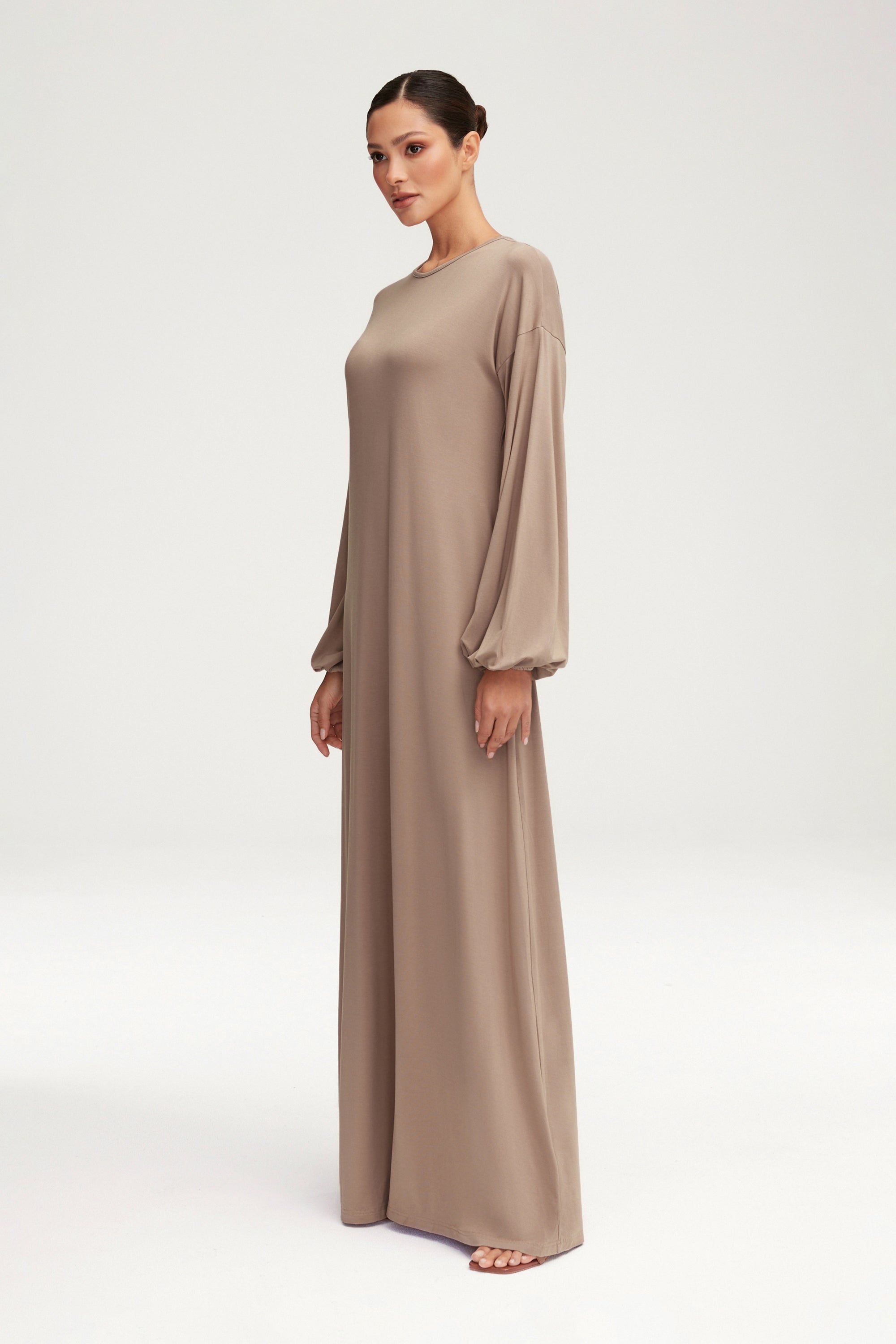 Afiyah Jersey Maxi Dress Taupe