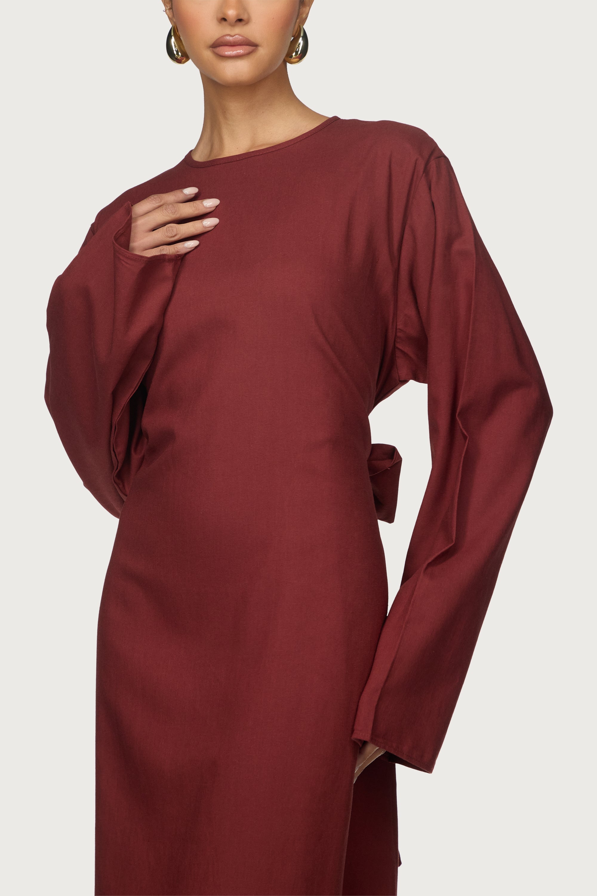 Aleena Linen Tie Maxi Dress - Chocolate Truffle