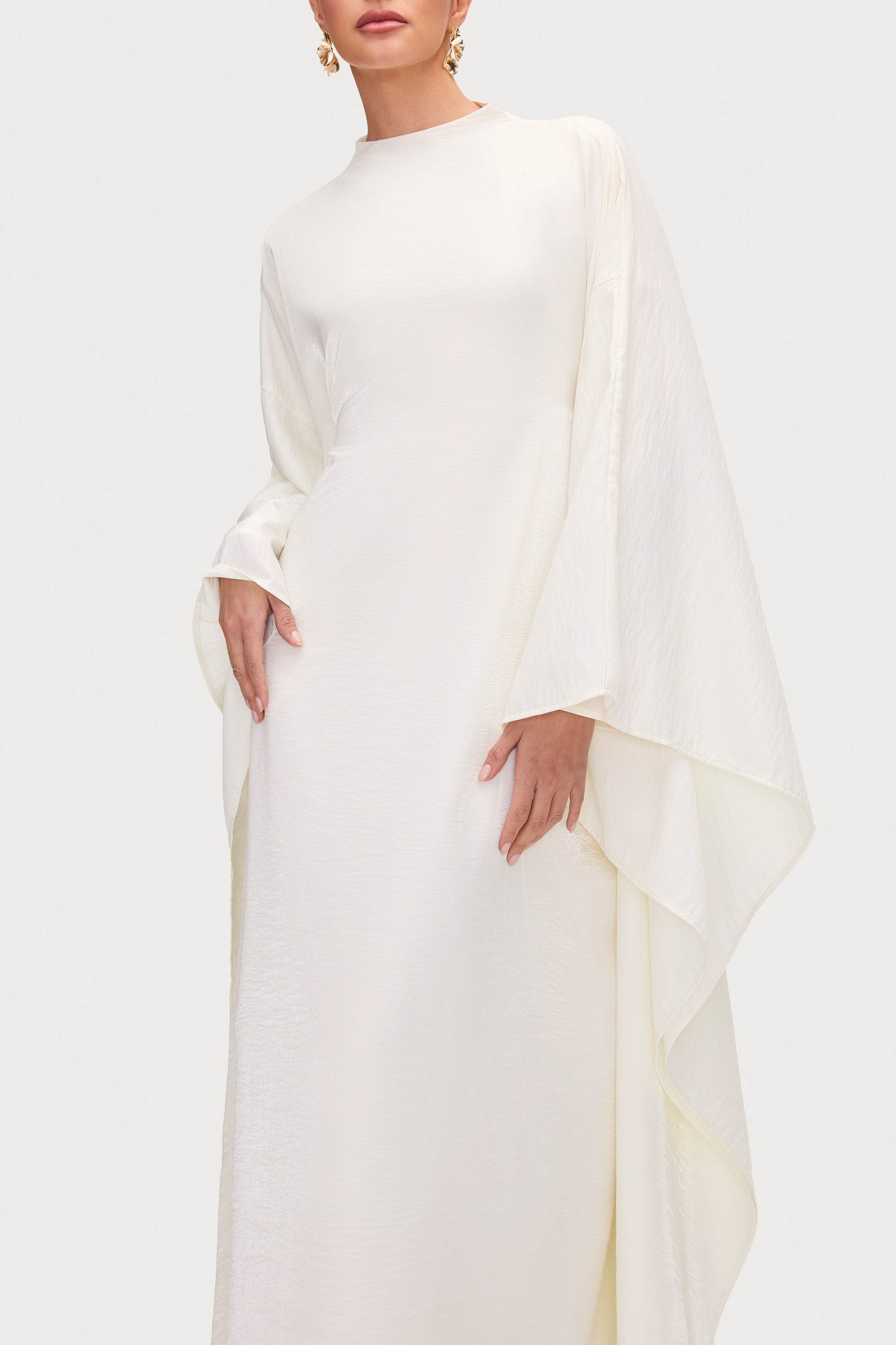 Alia Butterfly Inner Tie Abaya Dress - Moonbeam Abayas Veiled 