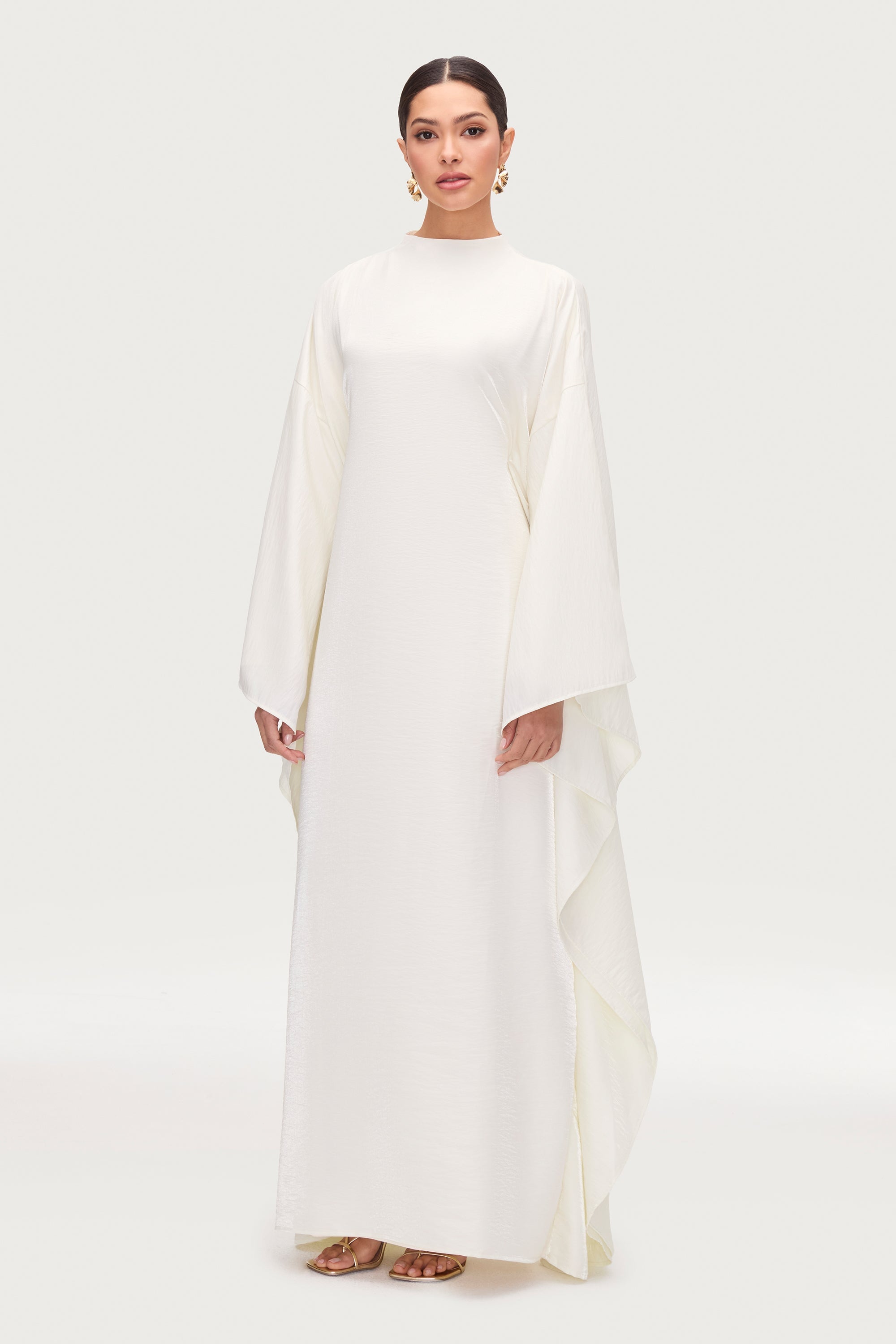 Alia Butterfly Inner Tie Abaya Dress - Moonbeam Abayas Veiled 