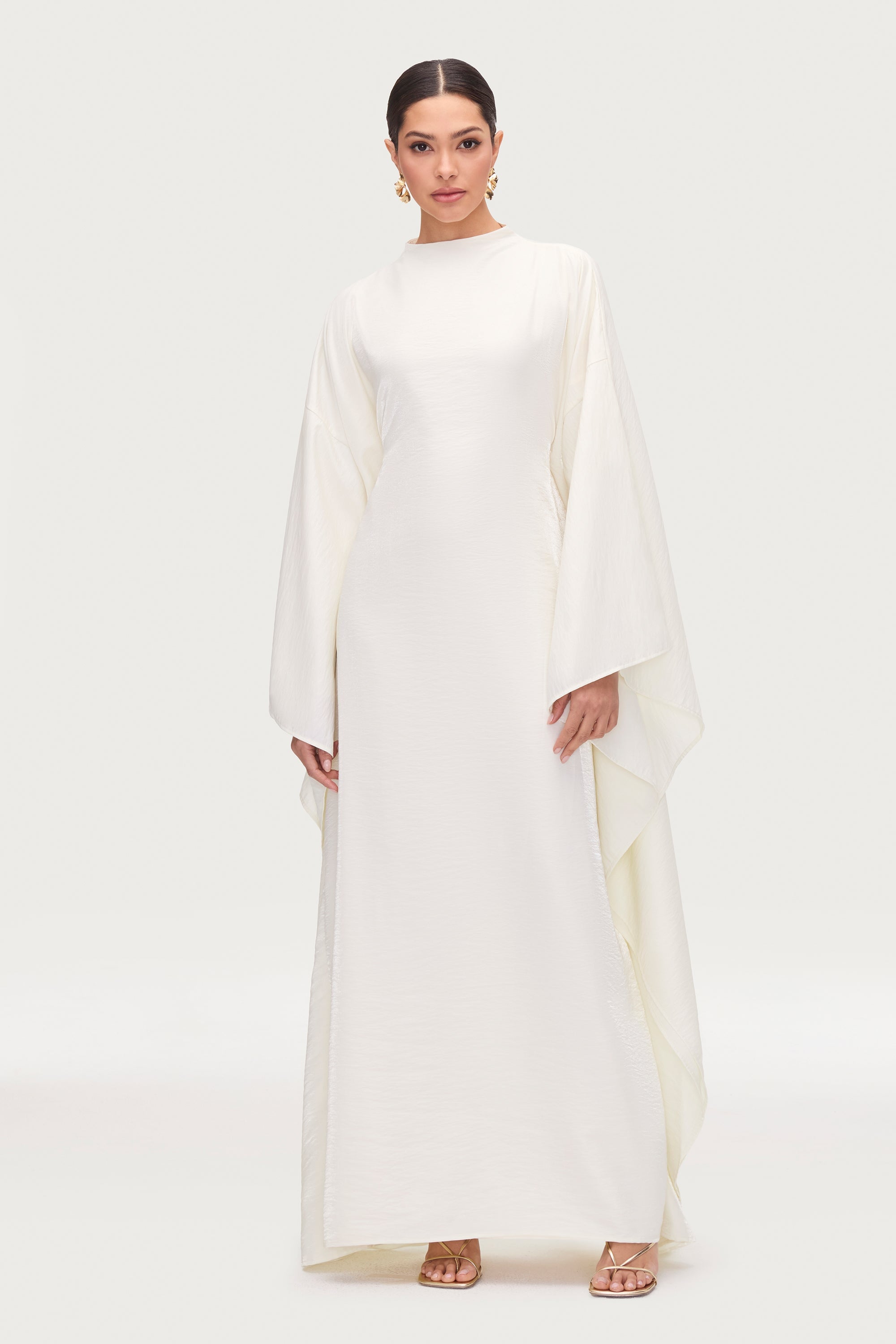 Alia Butterfly Inner Tie Abaya Dress - Moonbeam Abayas Veiled 