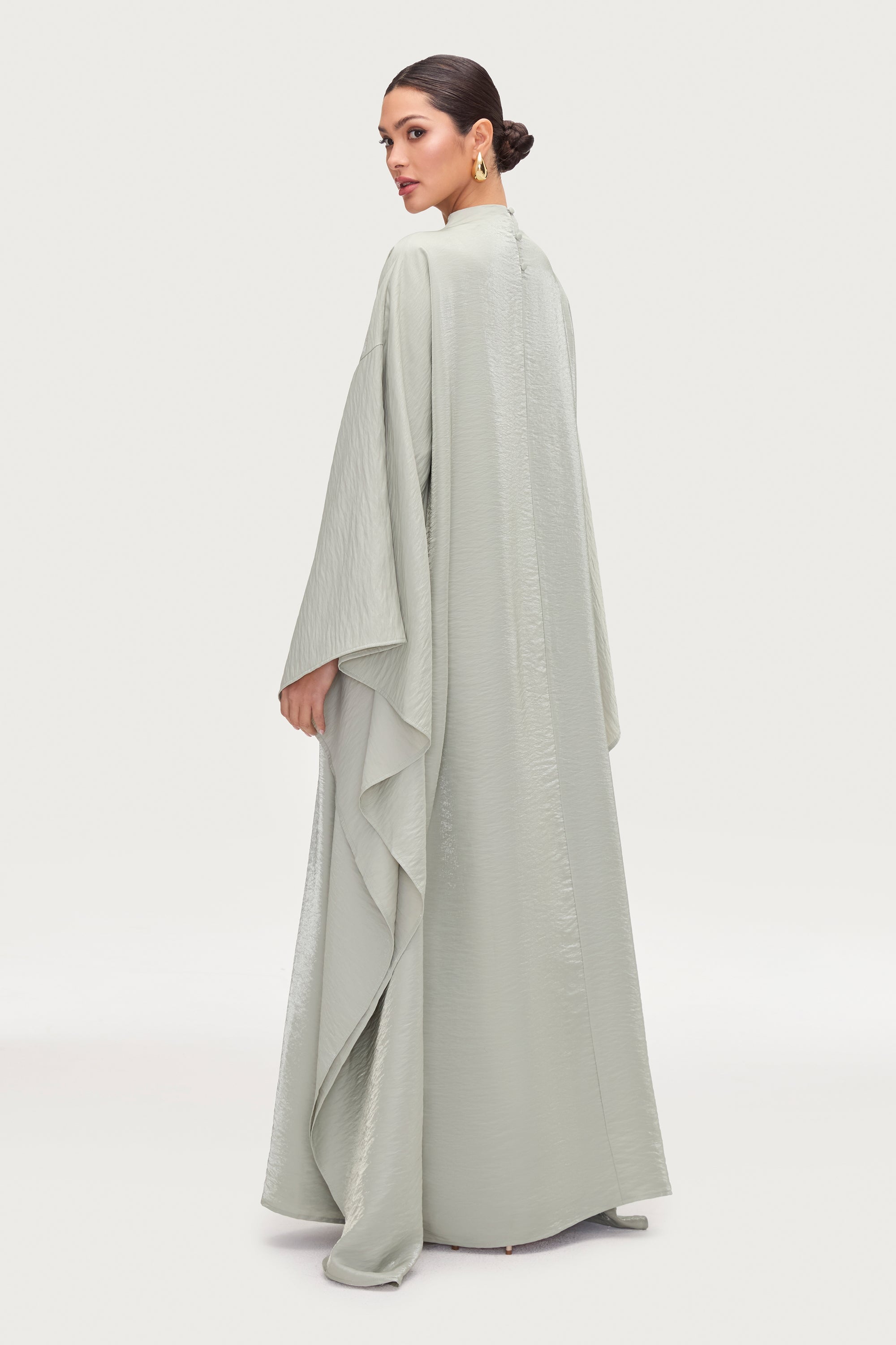 Alia Butterfly Inner Tie Abaya Dress - Pistachio Abayas Veiled 