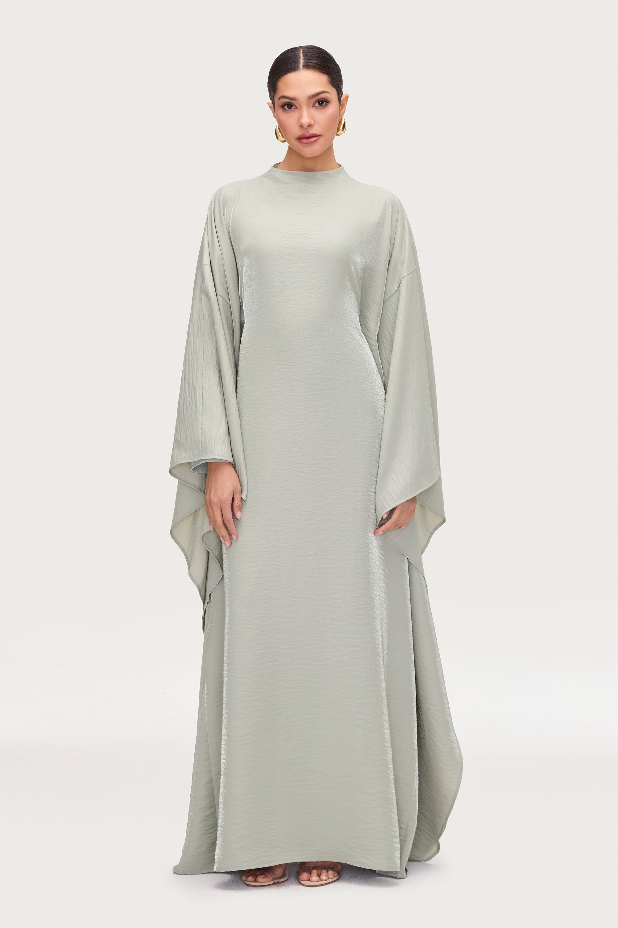 Alia Butterfly Inner Tie Abaya Dress - Pistachio Abayas Veiled 