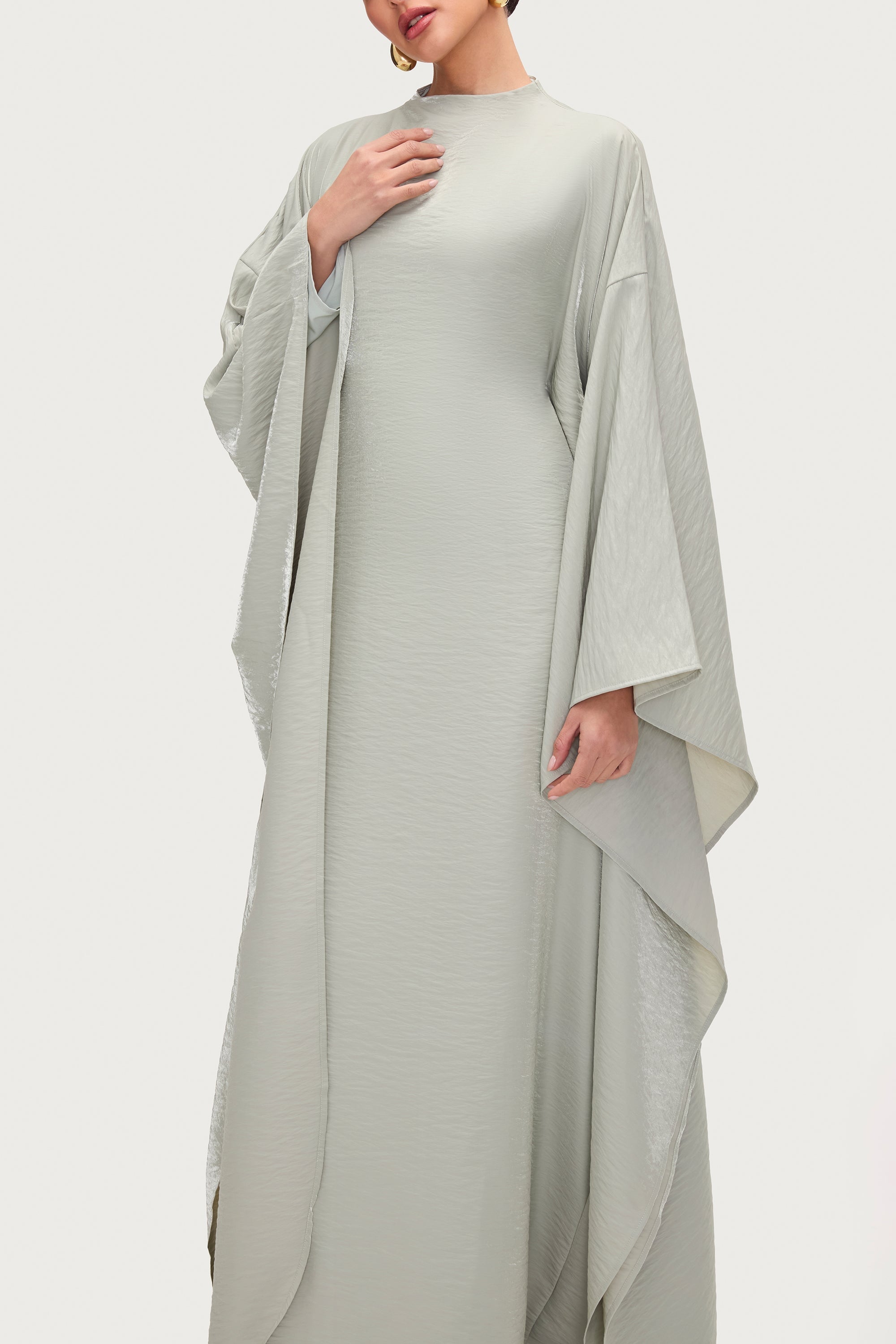 Alia Butterfly Inner Tie Abaya Dress - Pistachio Abayas Veiled 