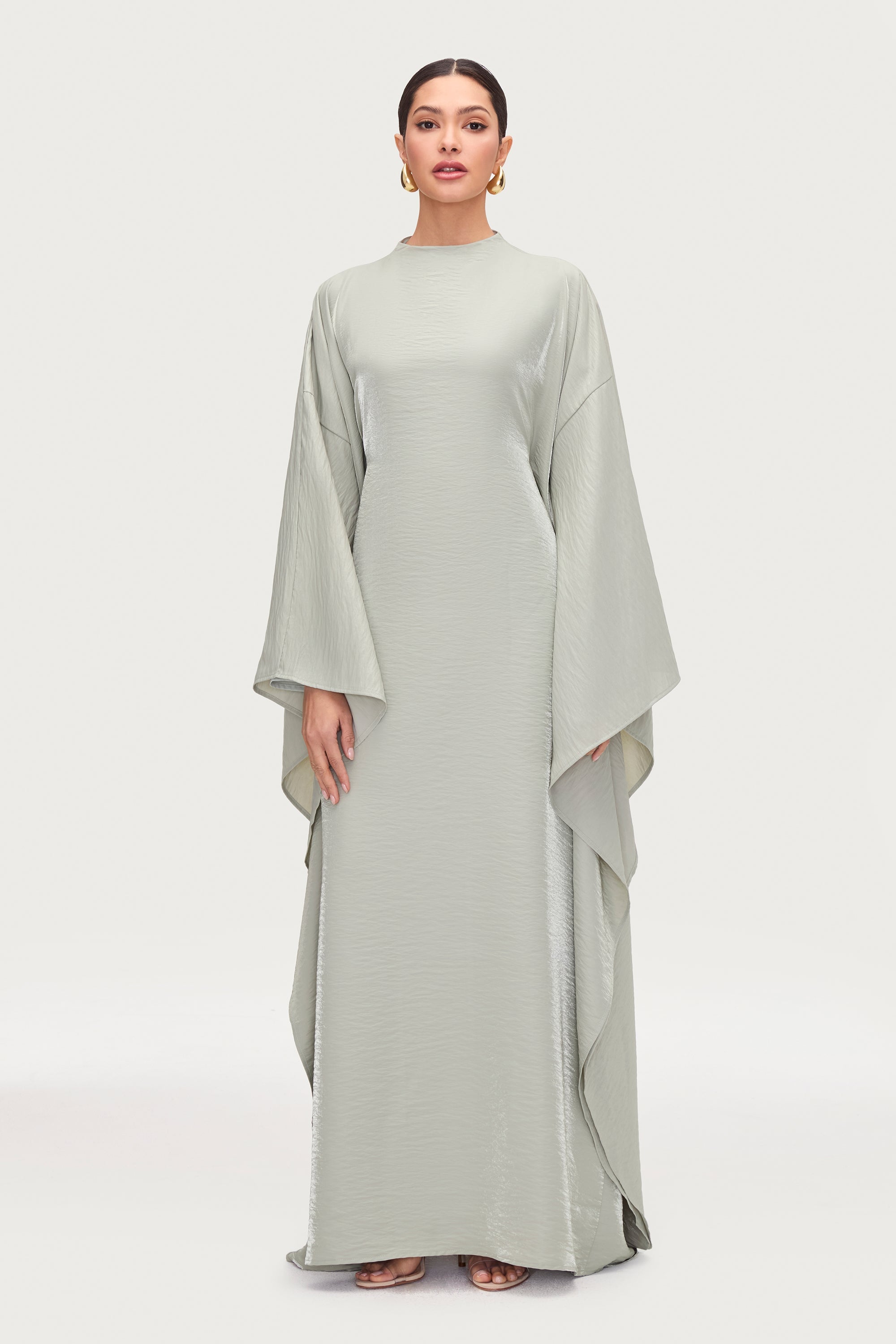 Alia Butterfly Inner Tie Abaya Dress - Pistachio Abayas Veiled 