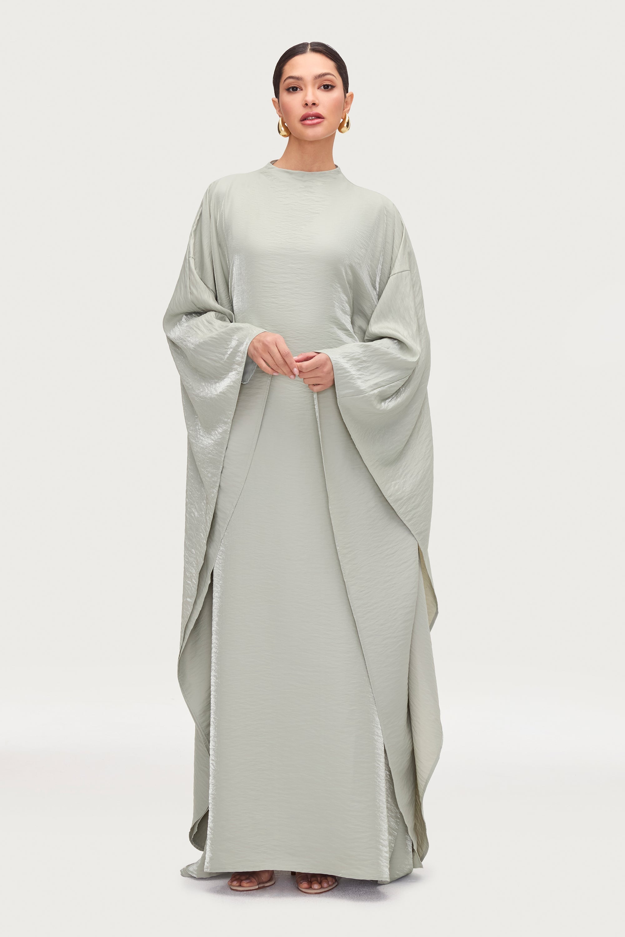 Alia Butterfly Inner Tie Abaya Dress - Pistachio Abayas Veiled 