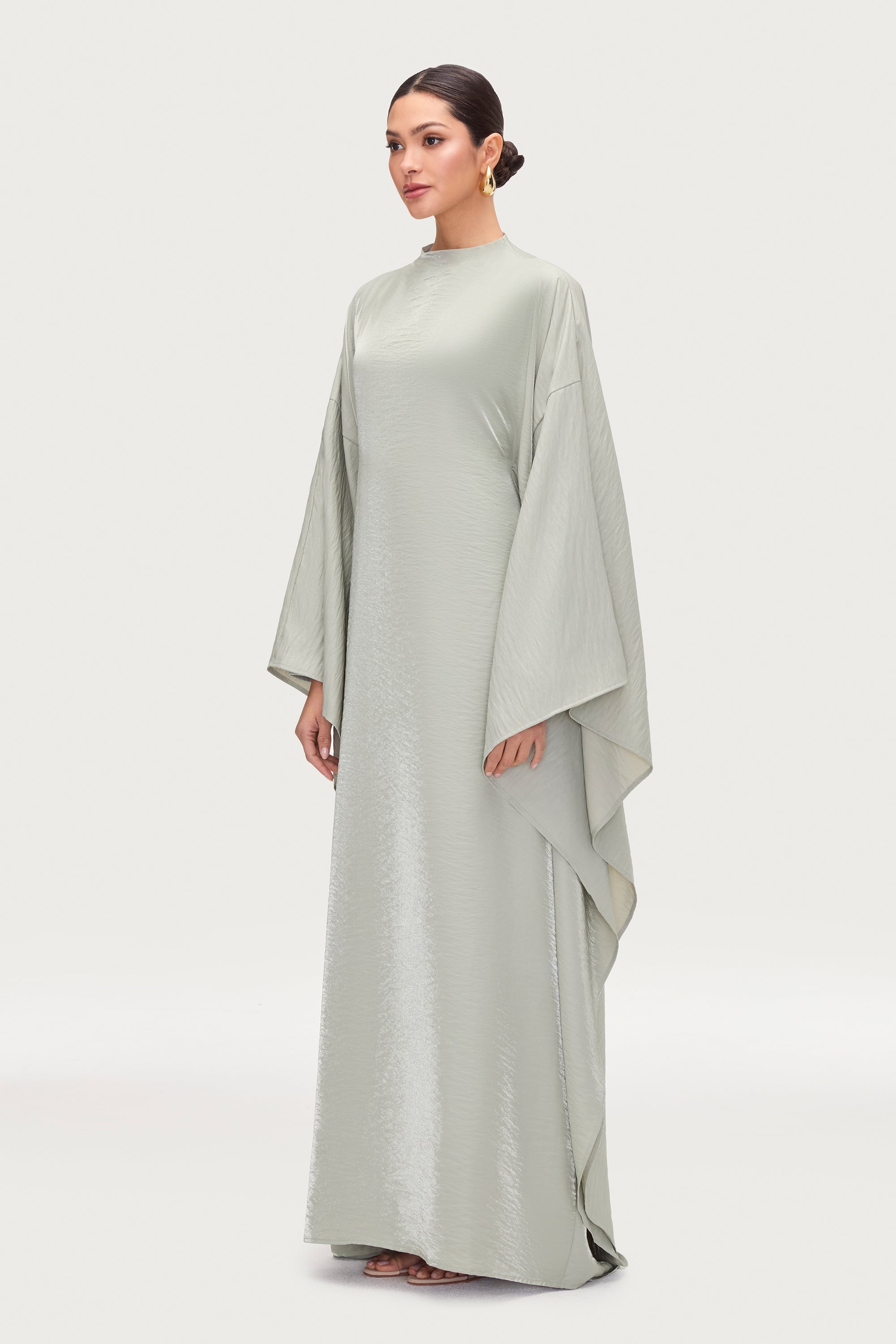 Alia Butterfly Inner Tie Abaya Dress - Pistachio Abayas Veiled 