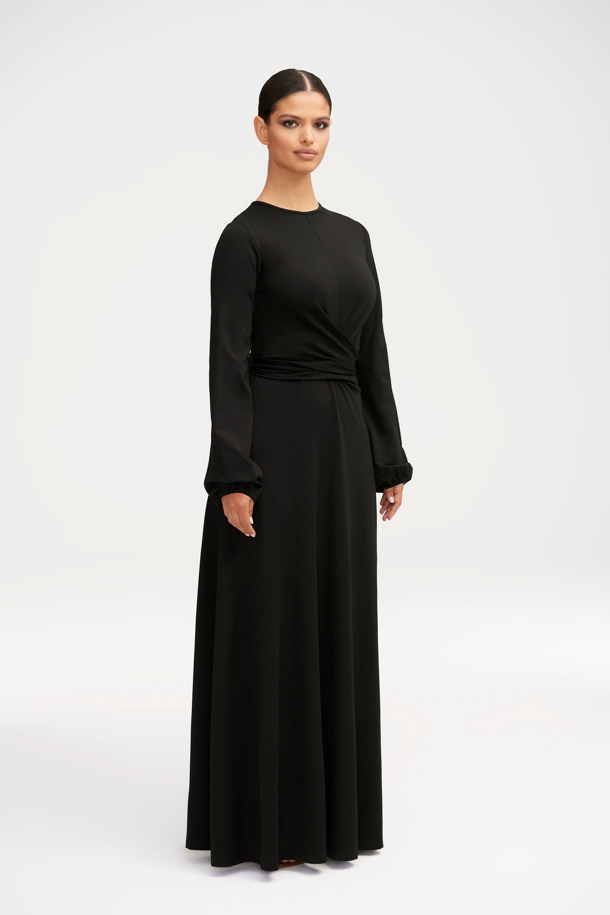 Alice Jersey Tie Waist Maxi Dress - Black Clothing Veiled 