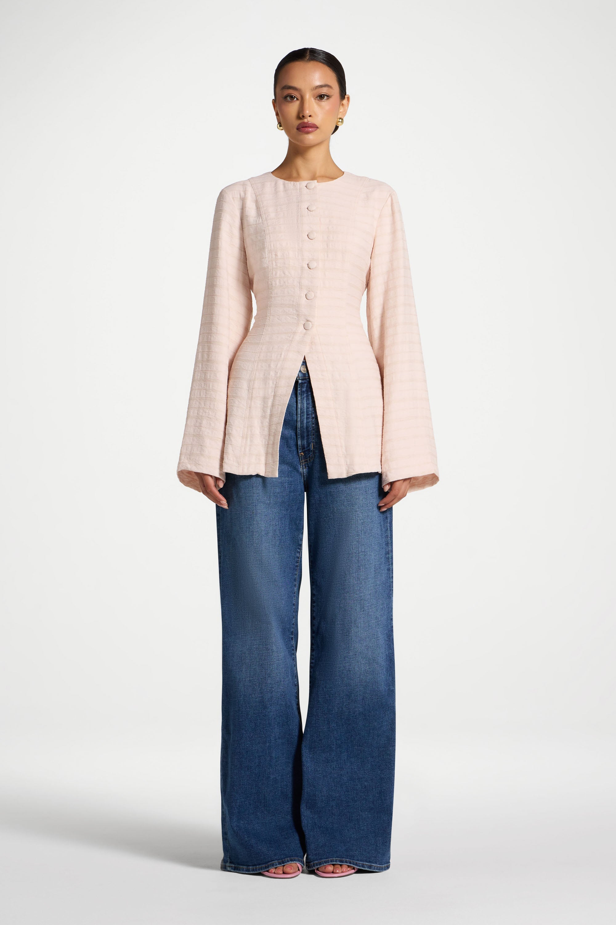 Alice Lace Up Back Top - Baby Pink Abayas Veiled 