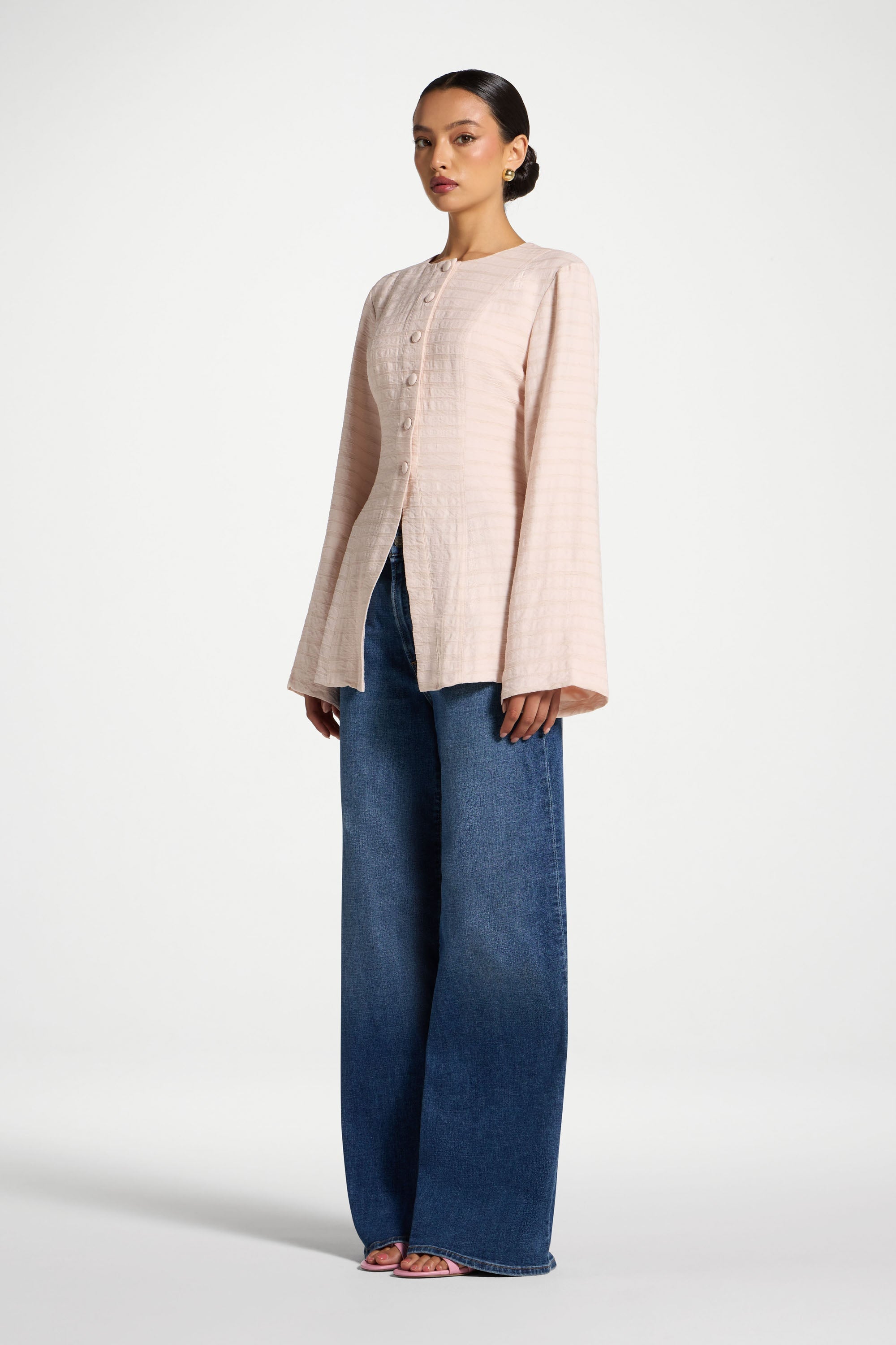 Alice Lace Up Back Top - Baby Pink Abayas Veiled 