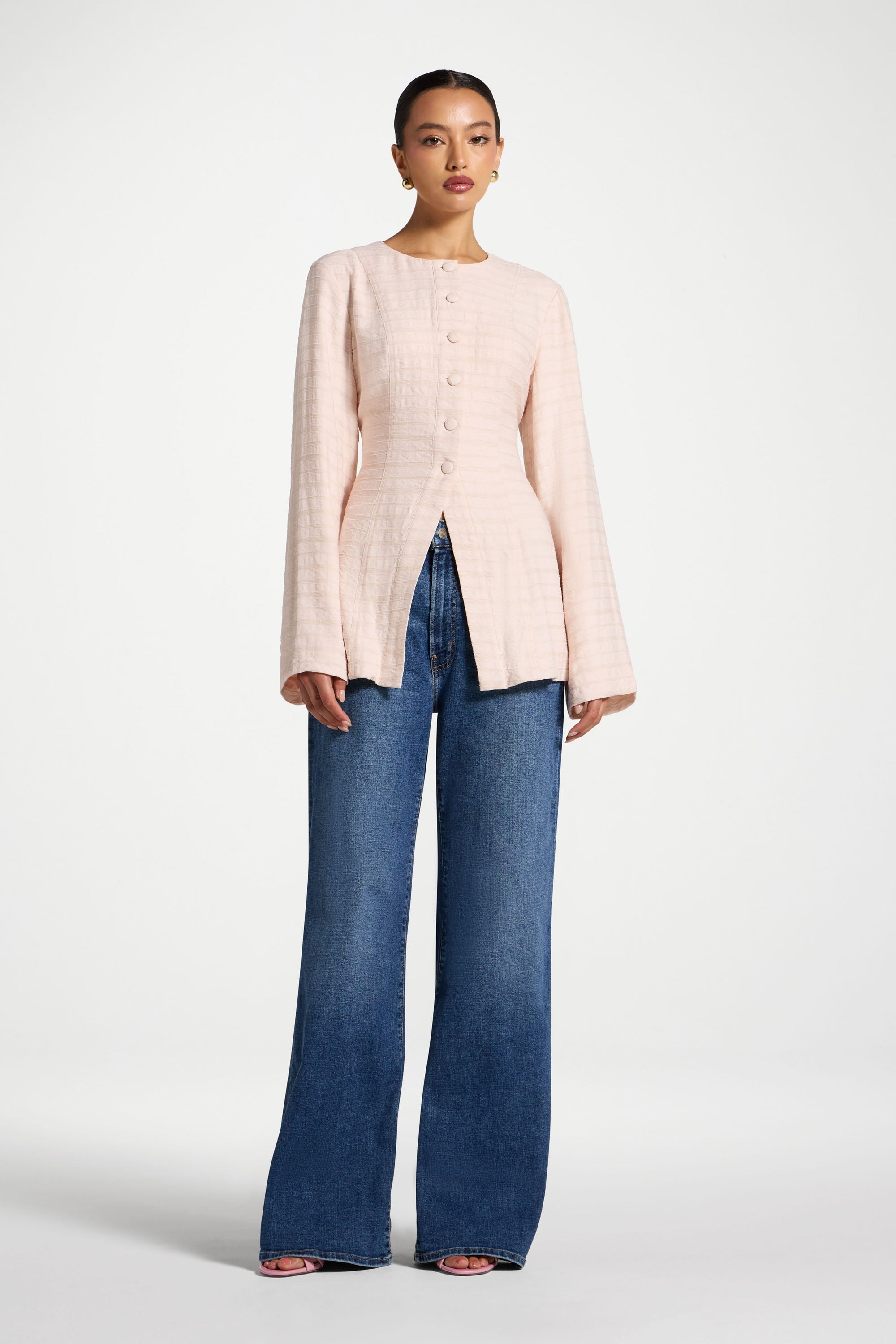 Alice Lace Up Back Top - Baby Pink Abayas Veiled 