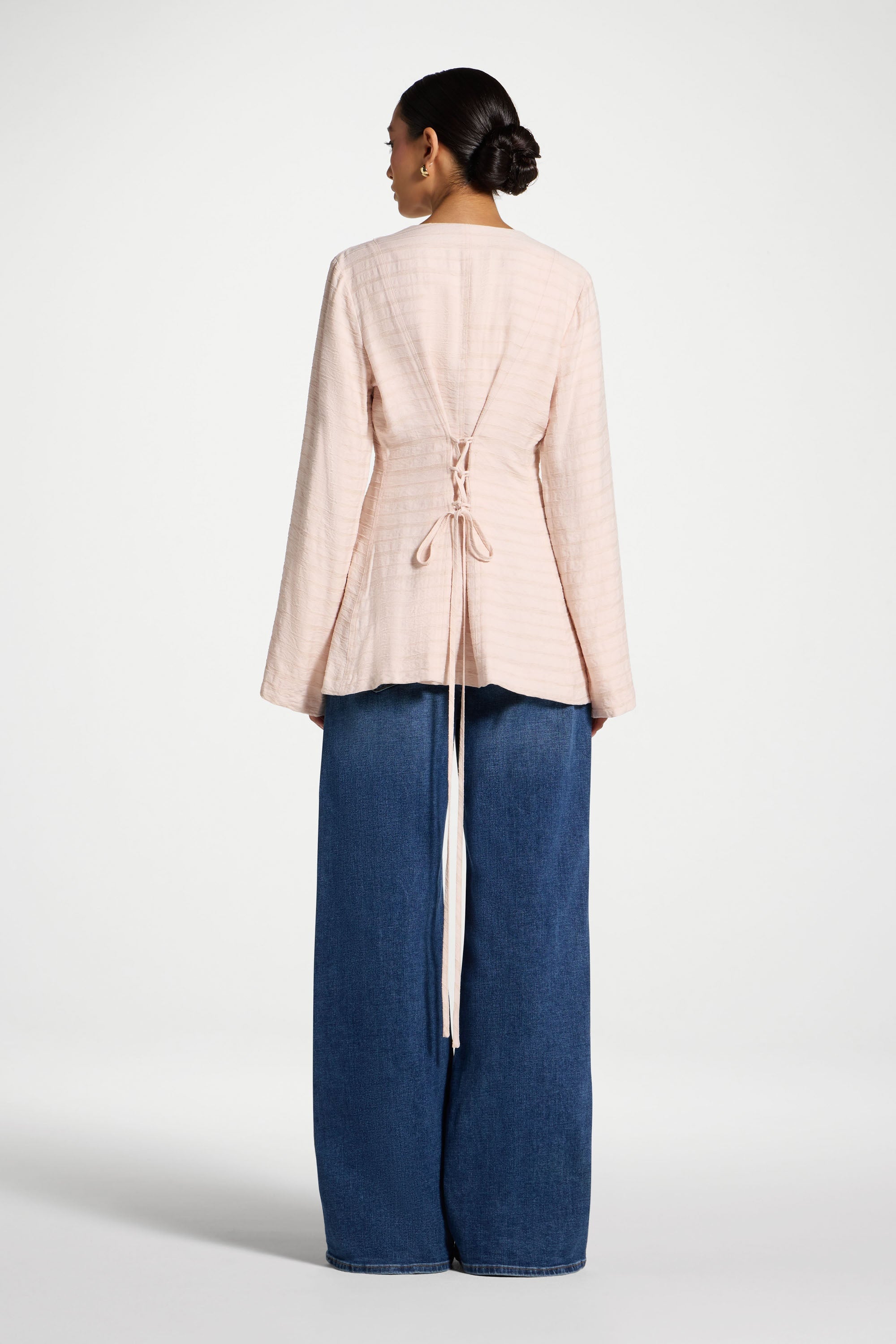 Alice Lace Up Back Top - Baby Pink Abayas Veiled 