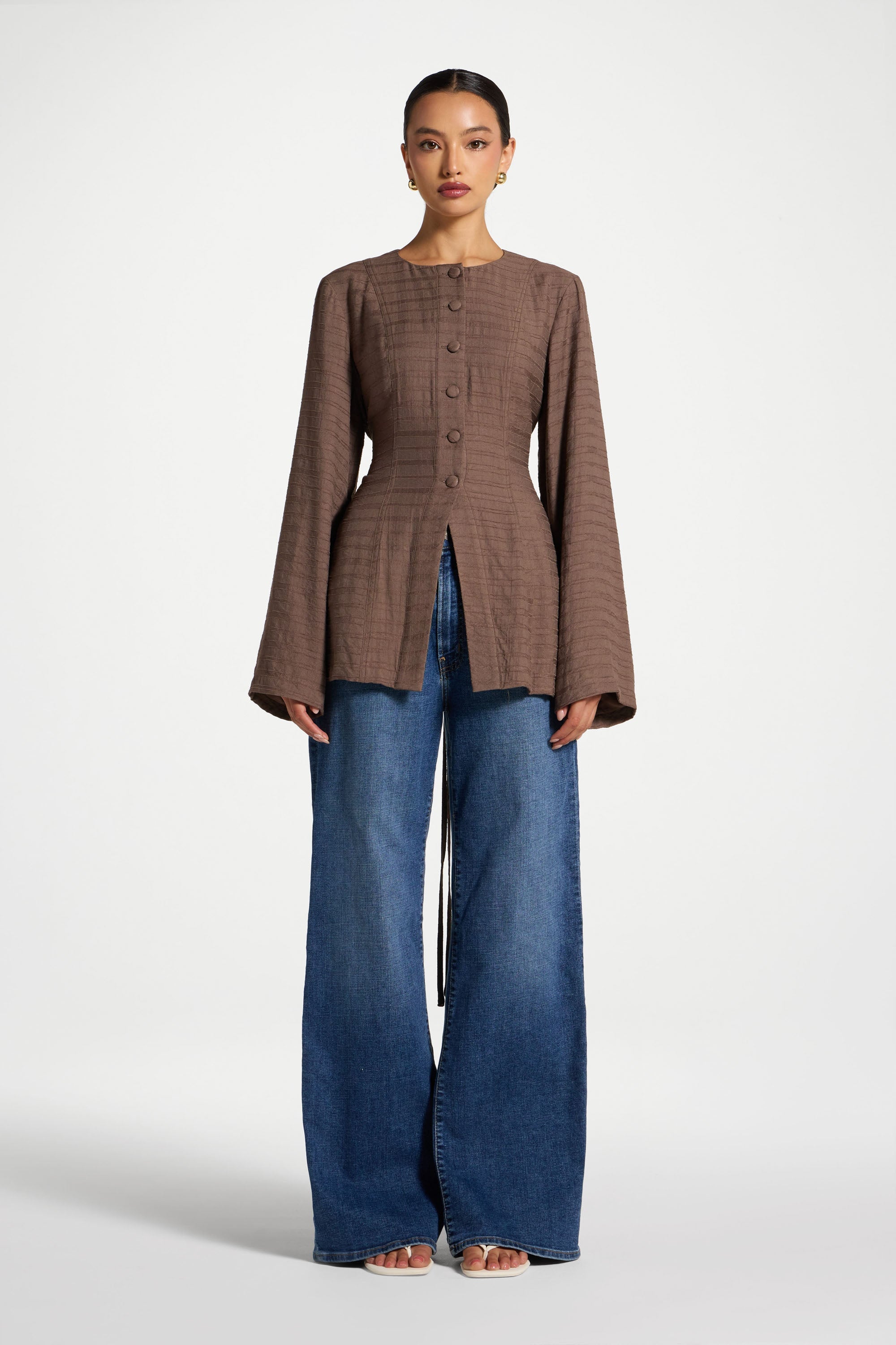 Alice Lace Up Back Top - Mushroom Abayas Veiled 