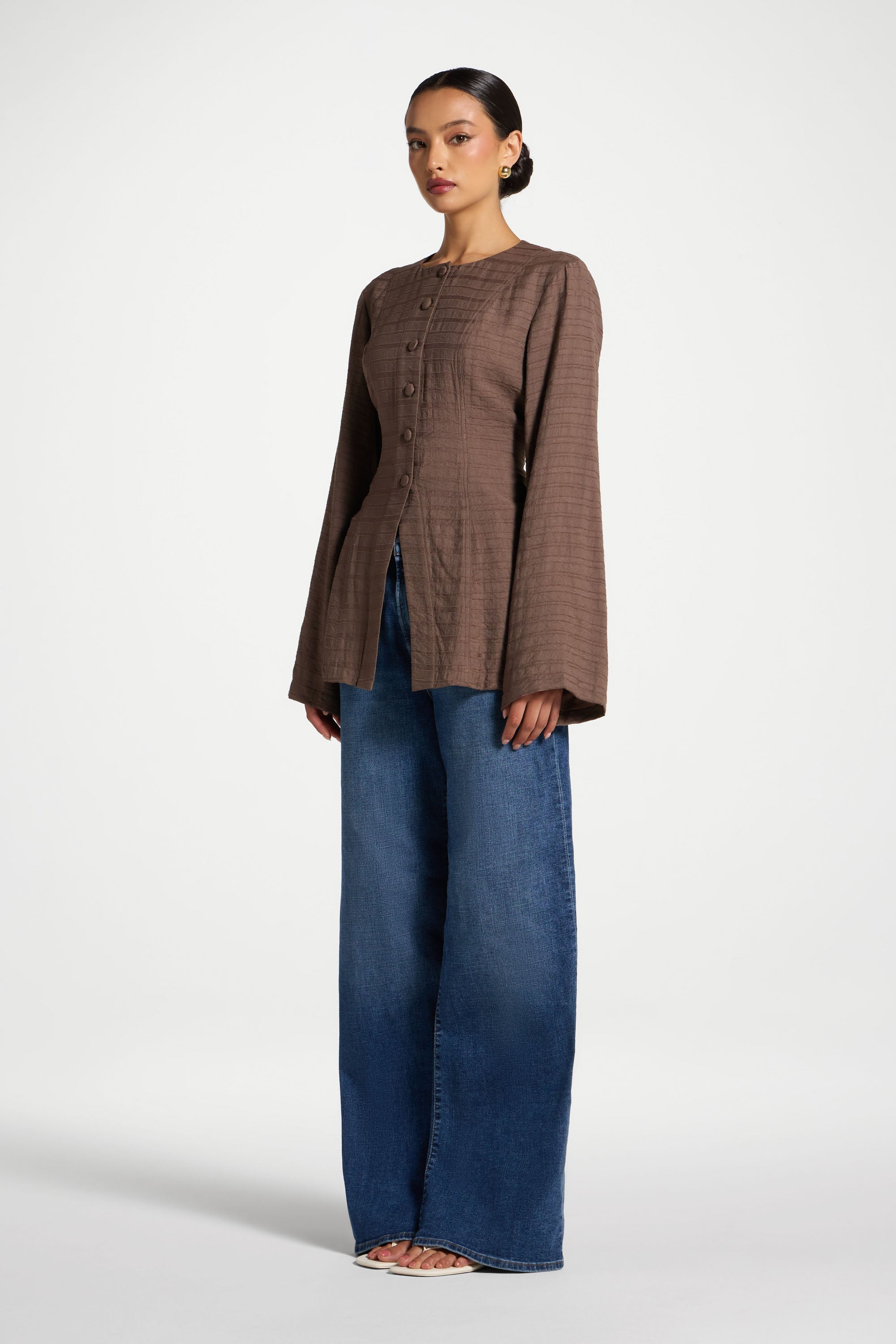 Alice Lace Up Back Top - Mushroom Abayas Veiled 