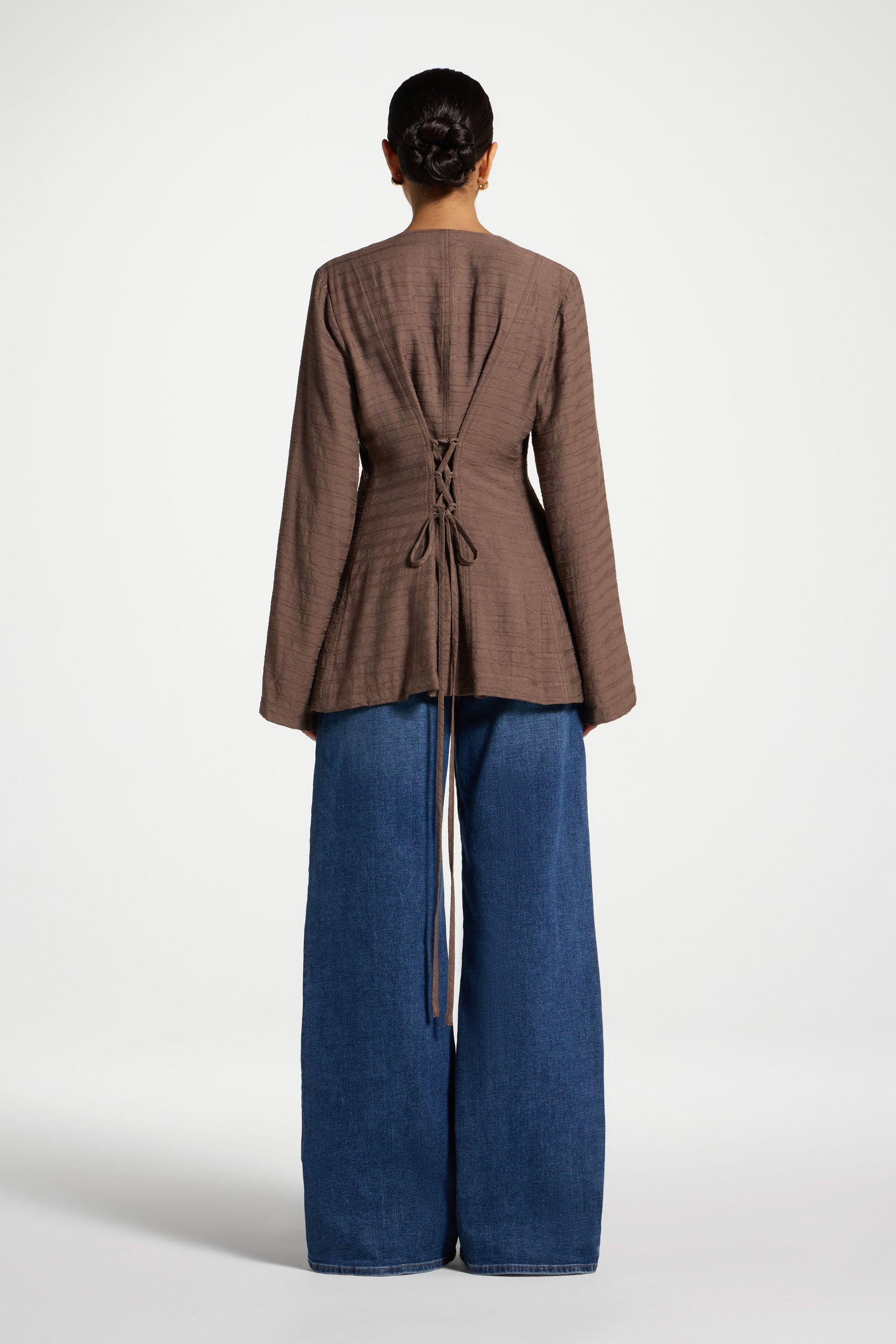 Alice Lace Up Back Top - Mushroom Abayas Veiled 