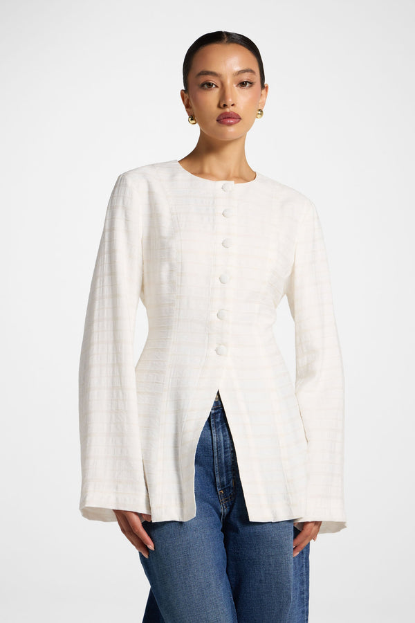 Alice Lace Up Back Top - Natural Abayas Veiled 