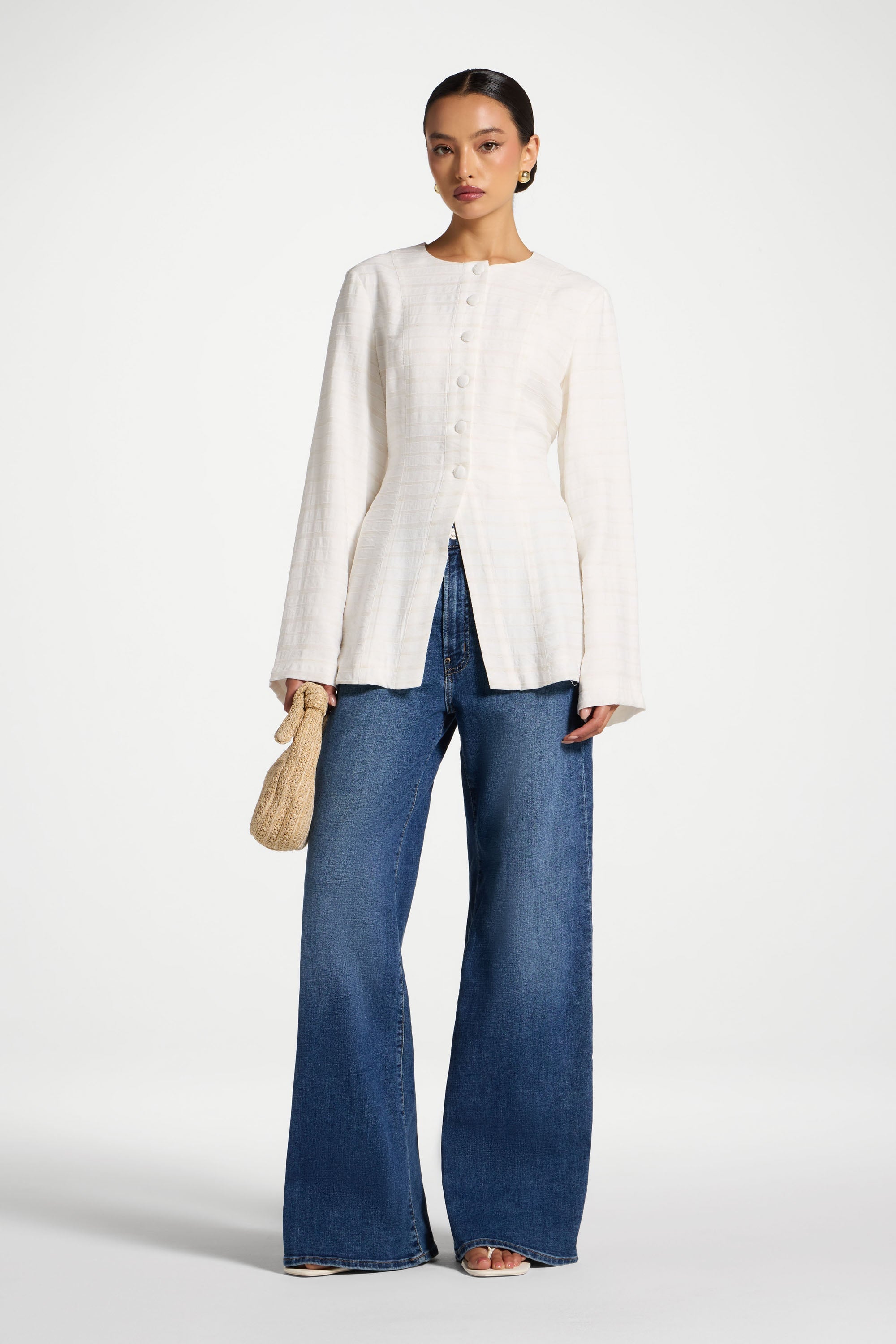Alice Lace Up Back Top - Natural Abayas Veiled 