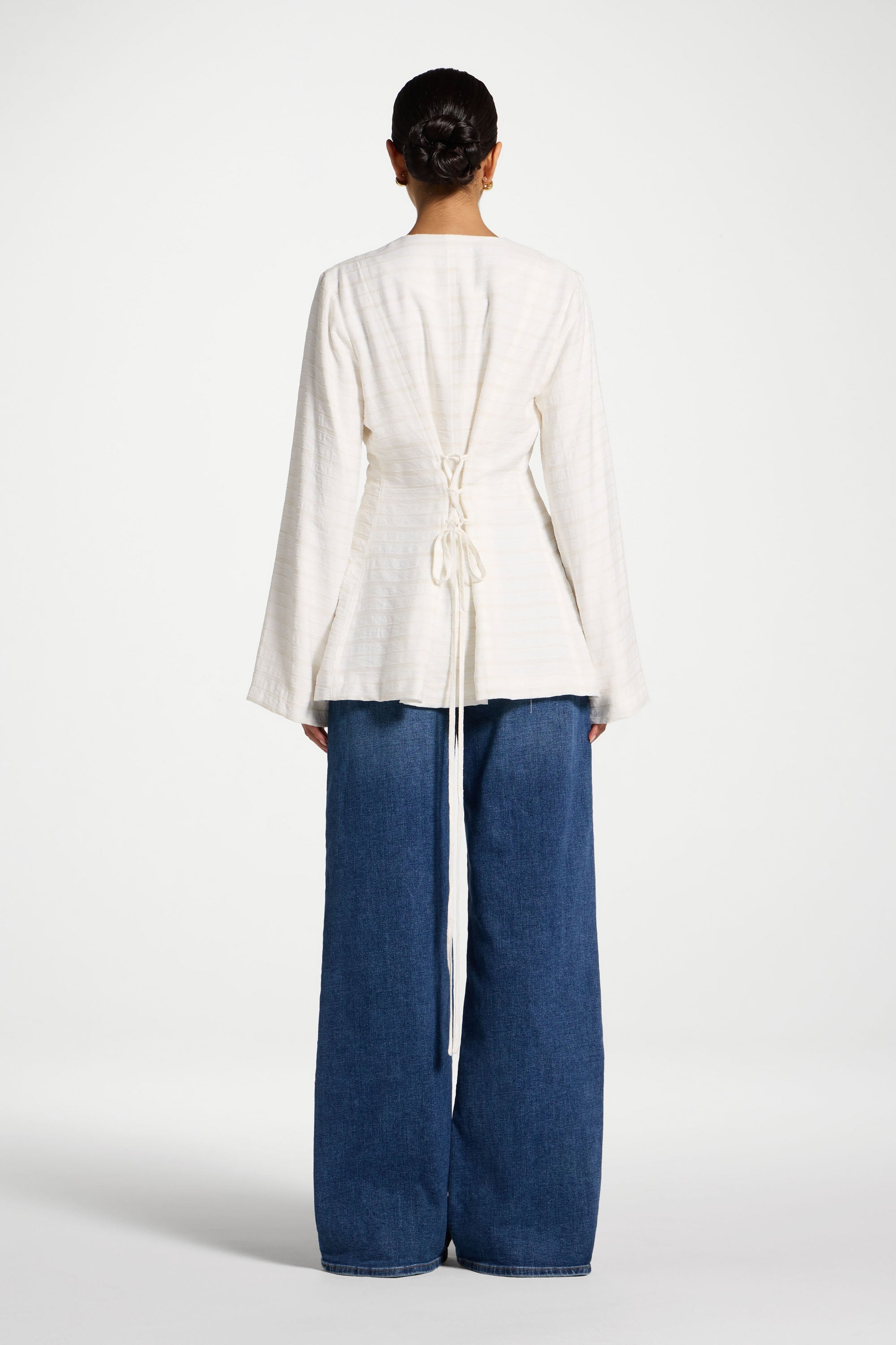 Alice Lace Up Back Top - Natural Abayas Veiled 