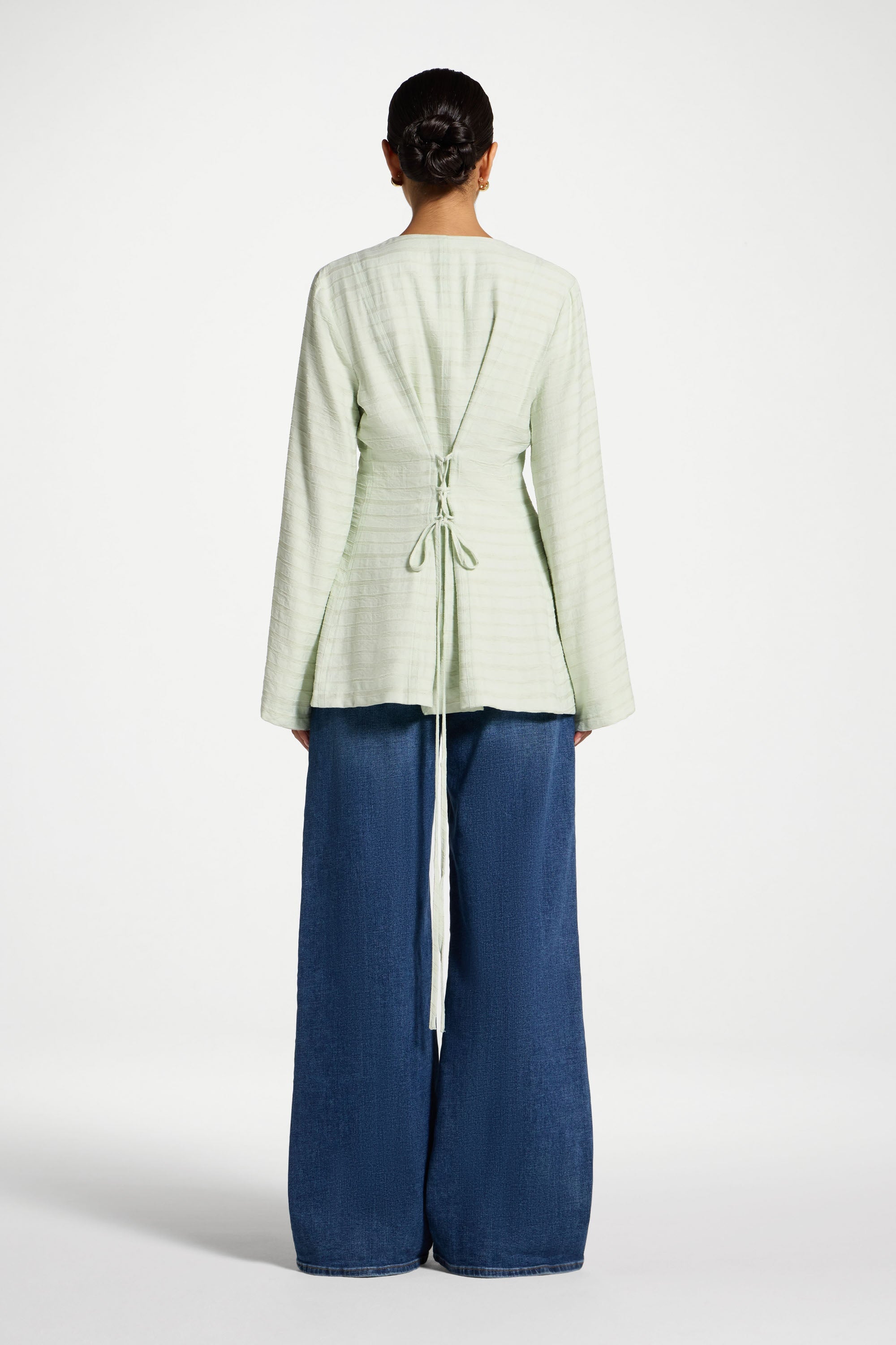 Alice Lace Up Back Top - Pistachio Abayas Veiled 