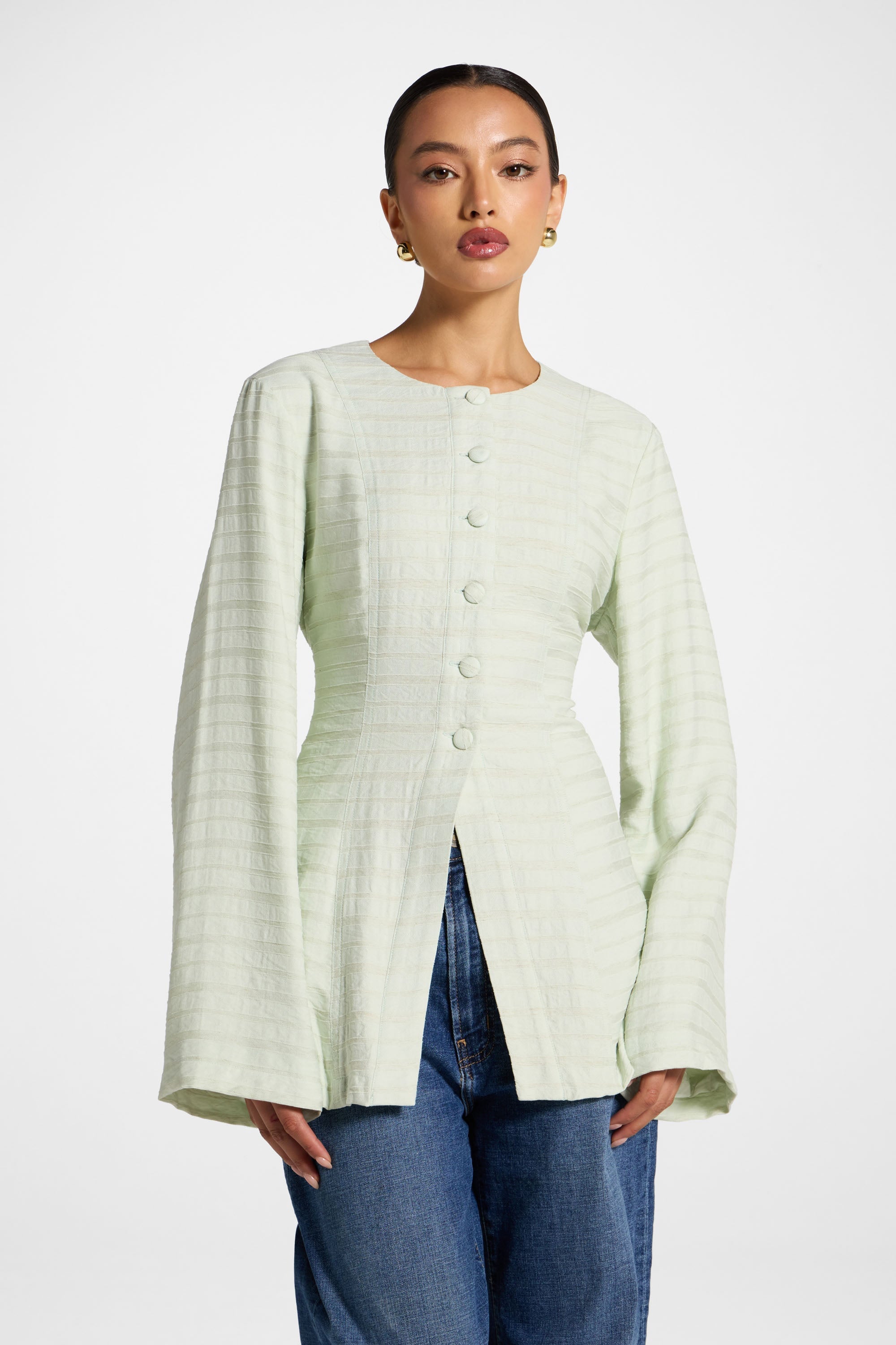 Alice Lace Up Back Top - Pistachio Abayas Veiled 