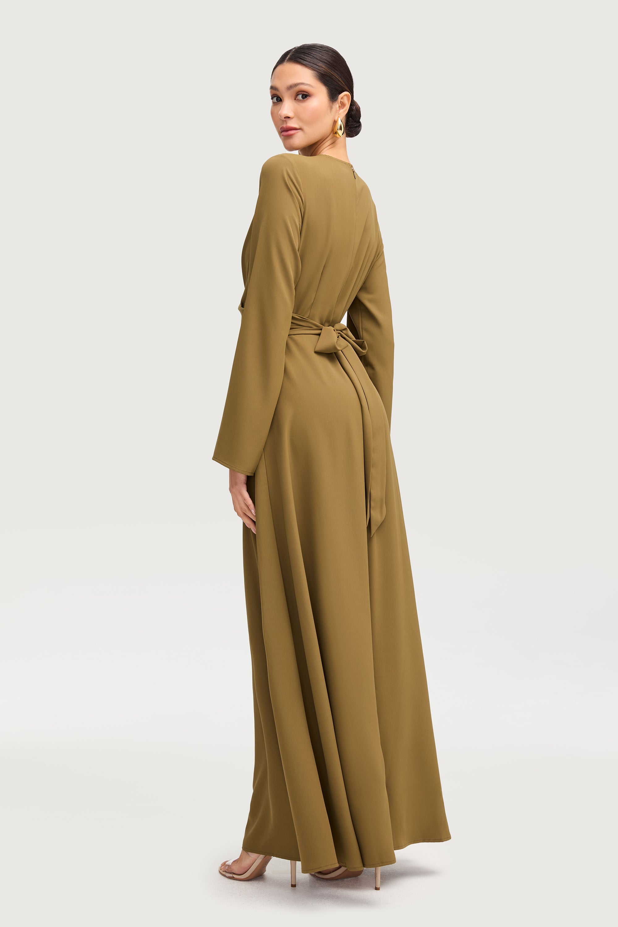 Ameena Cross Front Maxi Dress - Olive Dresses Veiled 