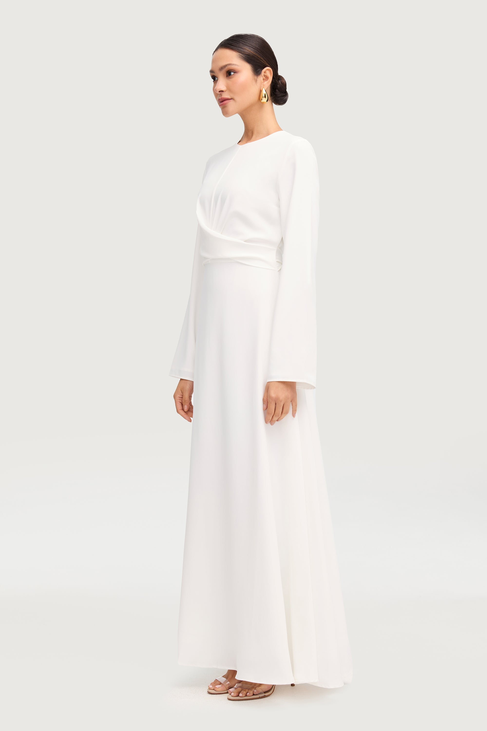 Ameena Cross Front Maxi Dress - White Dresses Veiled 