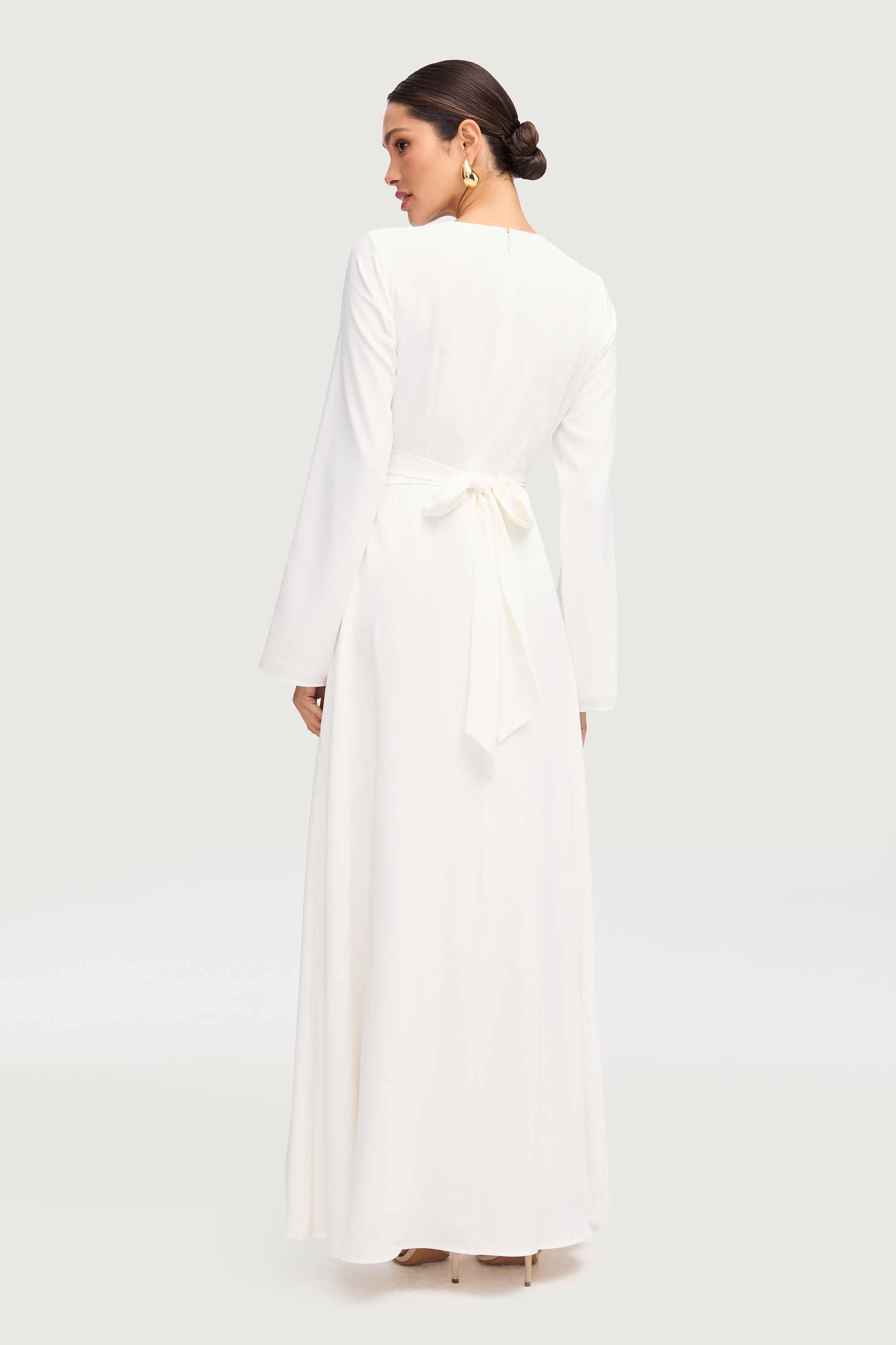 Ameena Cross Front Maxi Dress - White Dresses Veiled 