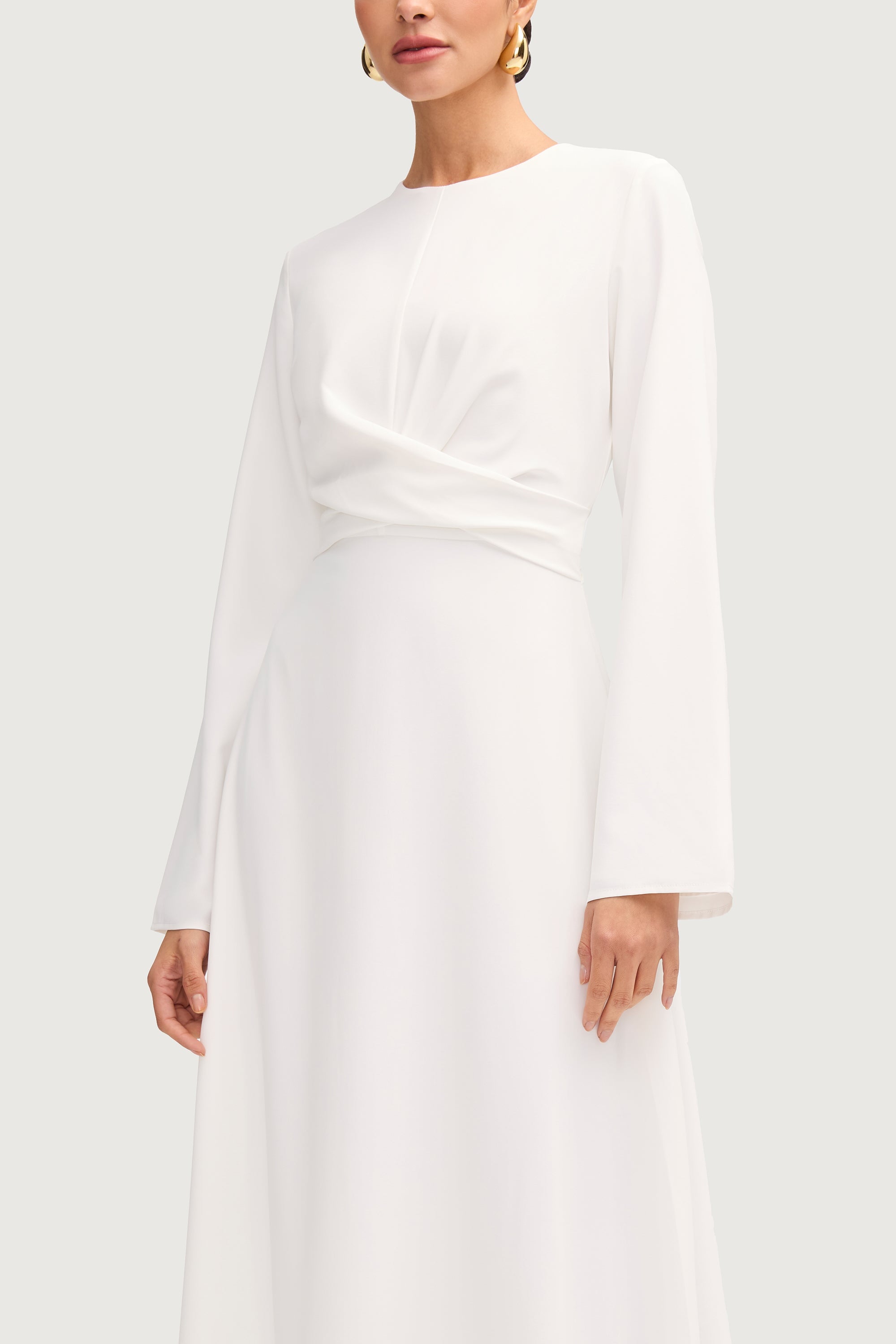 Ameena Cross Front Maxi Dress - White Dresses Veiled 