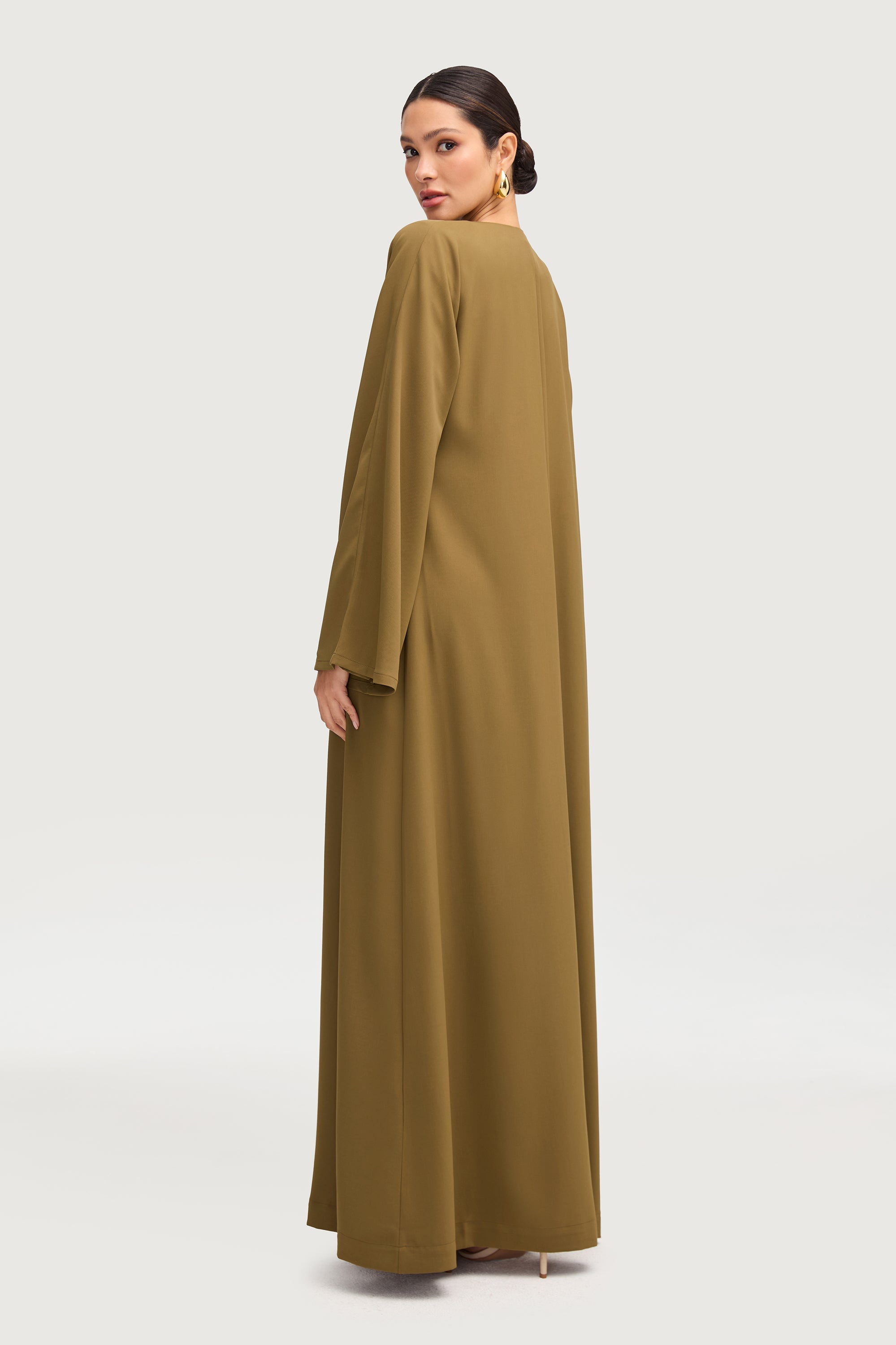 Ameena Open Abaya - Olive Abayas Veiled 