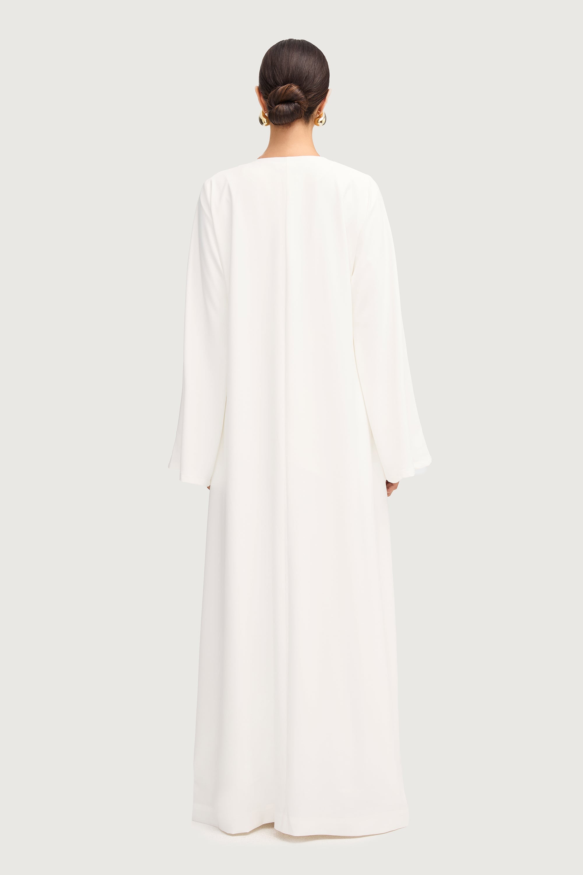 Ameena Open Abaya - White Abayas Veiled 